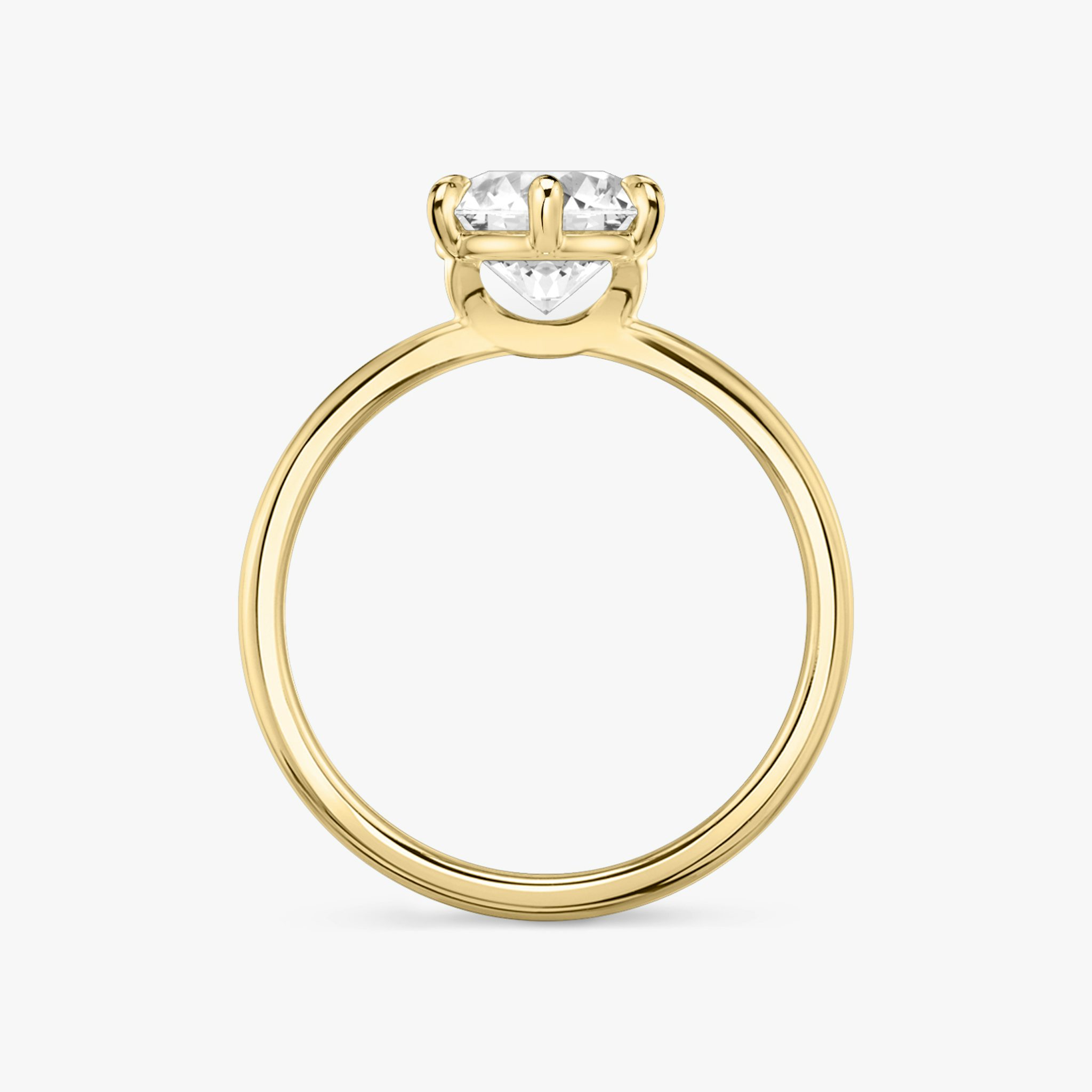 The Signature 6 Prong | Round Brilliant | 18k | Yellow Gold | bandAccent: Plain | bandWidth: standard | caratWeight: other | hiddenHalo: no | diamondOrientation: vertical