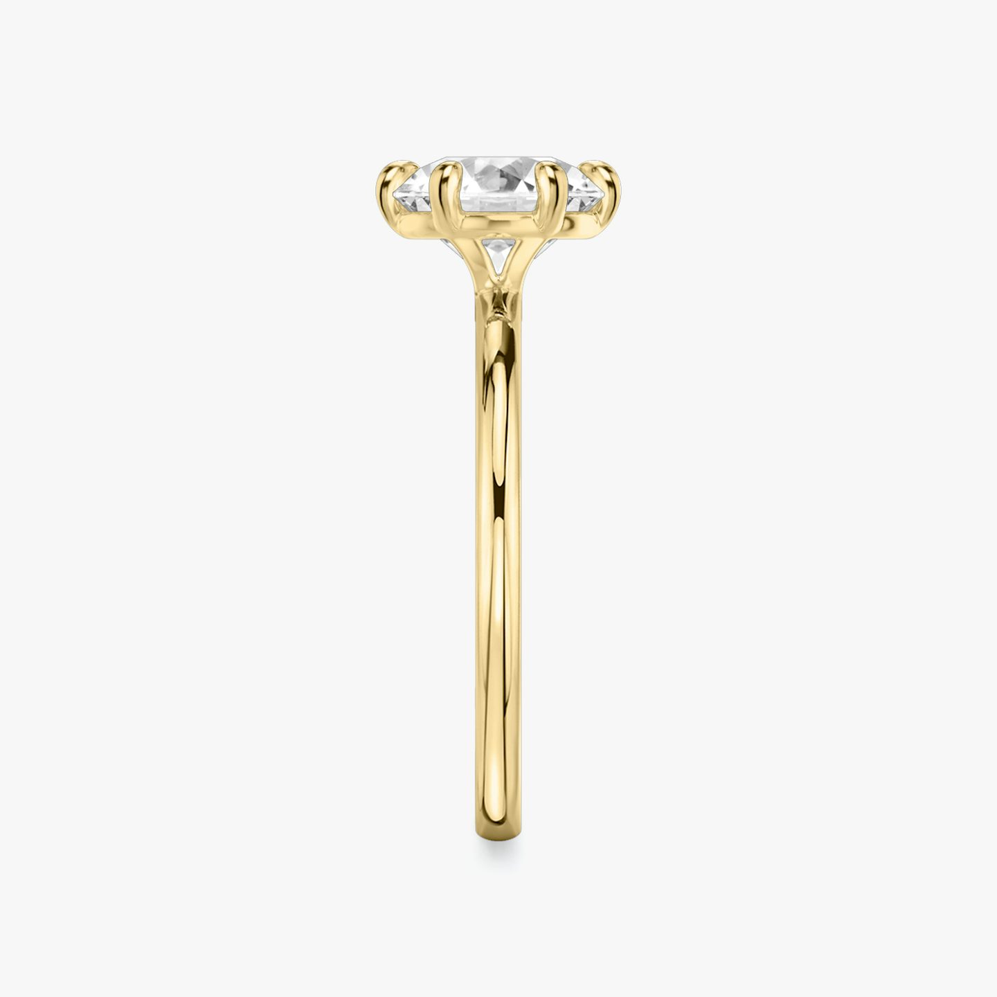 The Signature 6 Prong | Round Brilliant | 18k | Yellow Gold | bandAccent: Plain | bandWidth: standard | caratWeight: 1.5ct | hiddenHalo: no | diamondOrientation: vertical