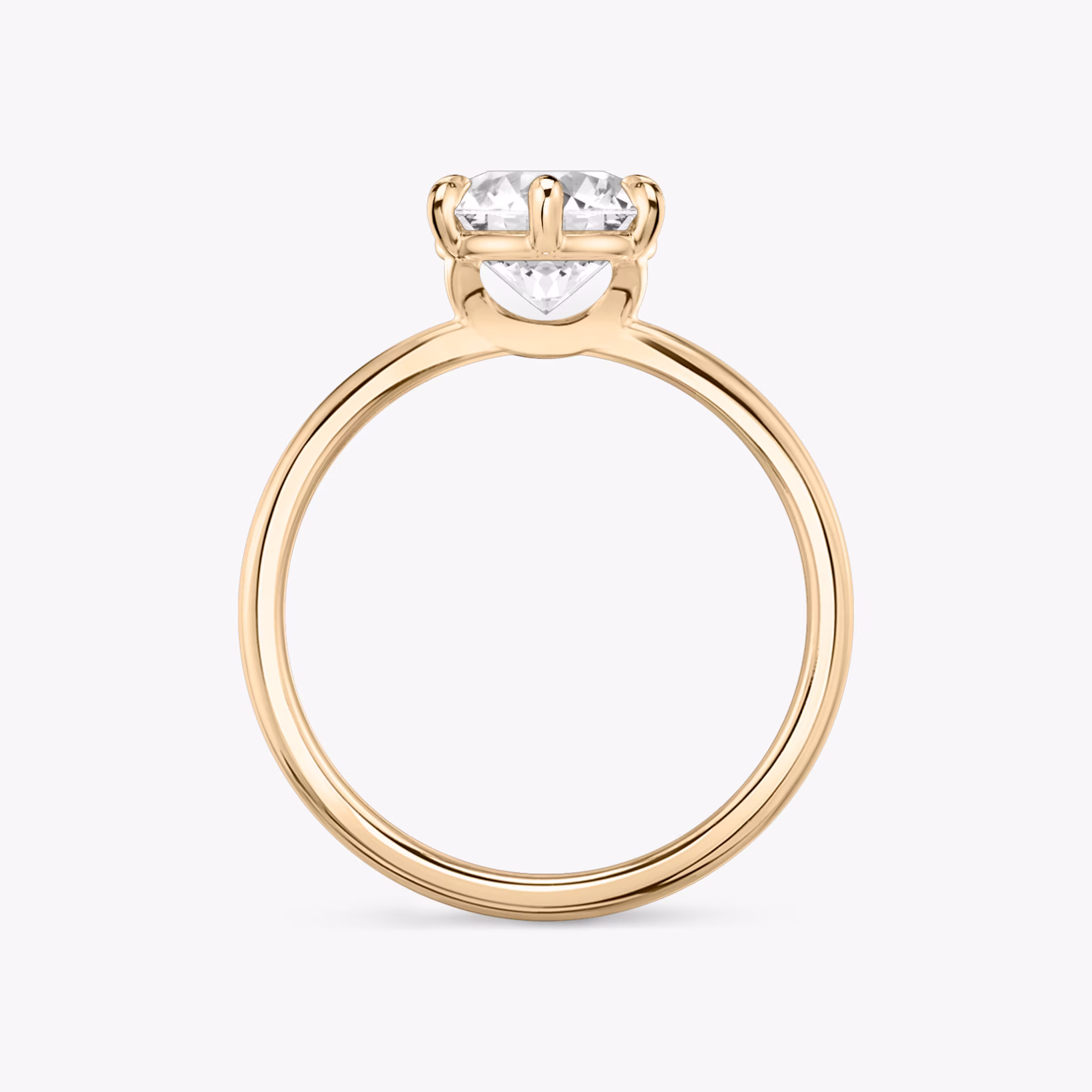 The Signature 6 Prong | Round Brilliant | 14k | Rose Gold | bandAccent: Plain | bandWidth: standard | caratWeight: other | hiddenHalo: no | diamondOrientation: vertical