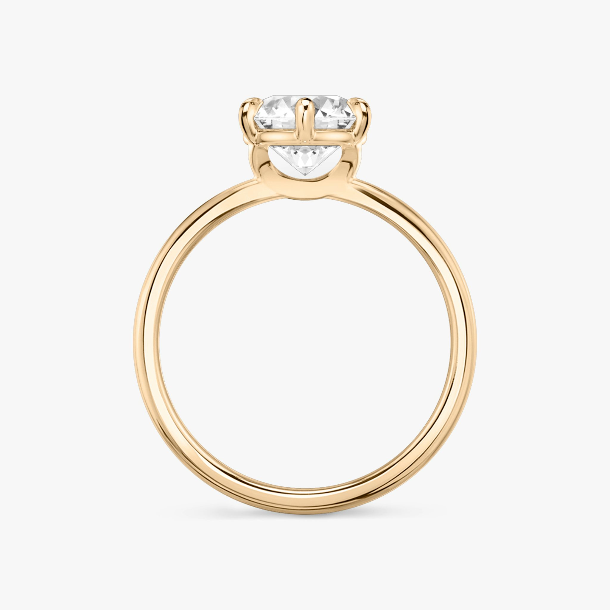 The Signature 6 Prong | Round Brilliant | 14k | Rose Gold | bandAccent: Plain | bandWidth: standard | caratWeight: other | hiddenHalo: no | diamondOrientation: vertical