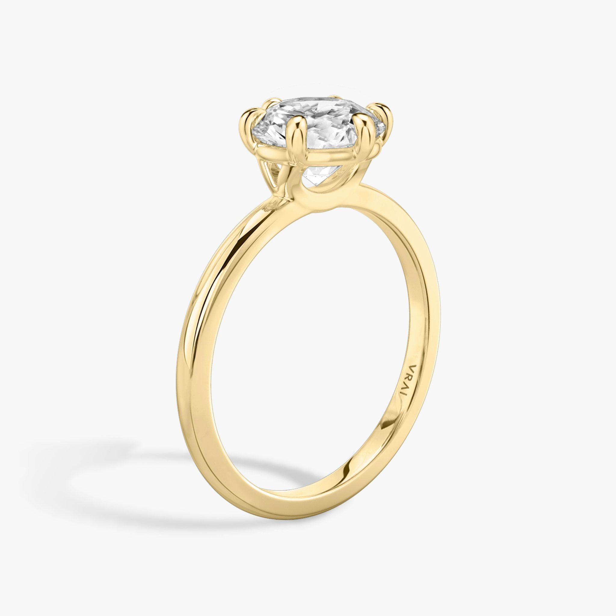 The Signature 6 Prong | Round Brilliant | 18k | Yellow Gold | bandAccent: Plain | bandWidth: standard | caratWeight: other | hiddenHalo: no | diamondOrientation: vertical