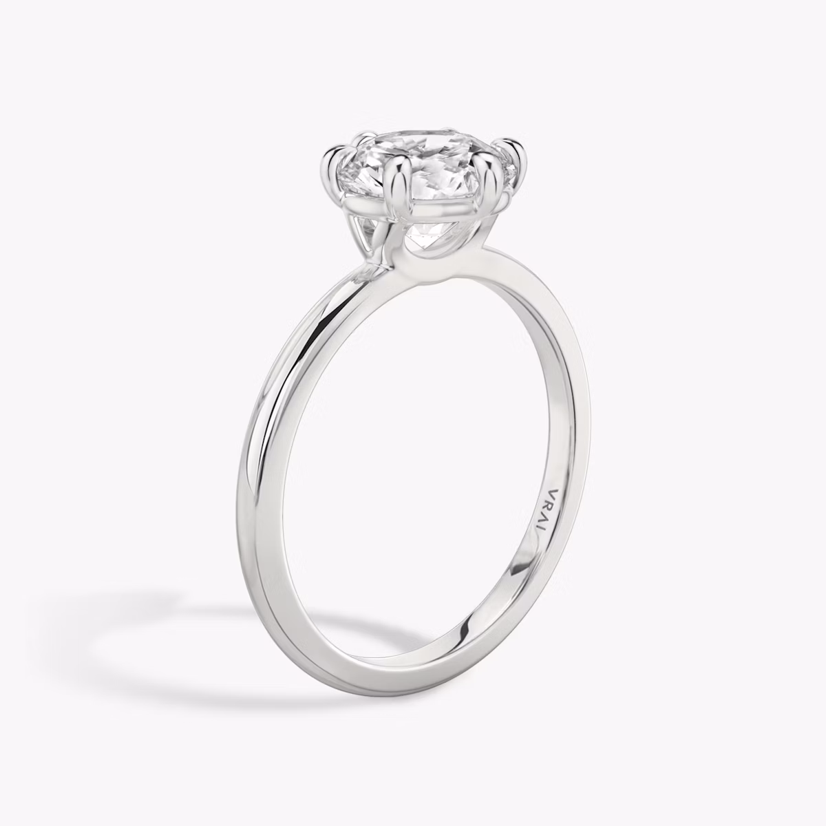 The Signature 6 Prong | Round Brilliant | 18k | White Gold | bandAccent: Plain | bandWidth: standard | caratWeight: 1.0ct | hiddenHalo: no | diamondOrientation: vertical