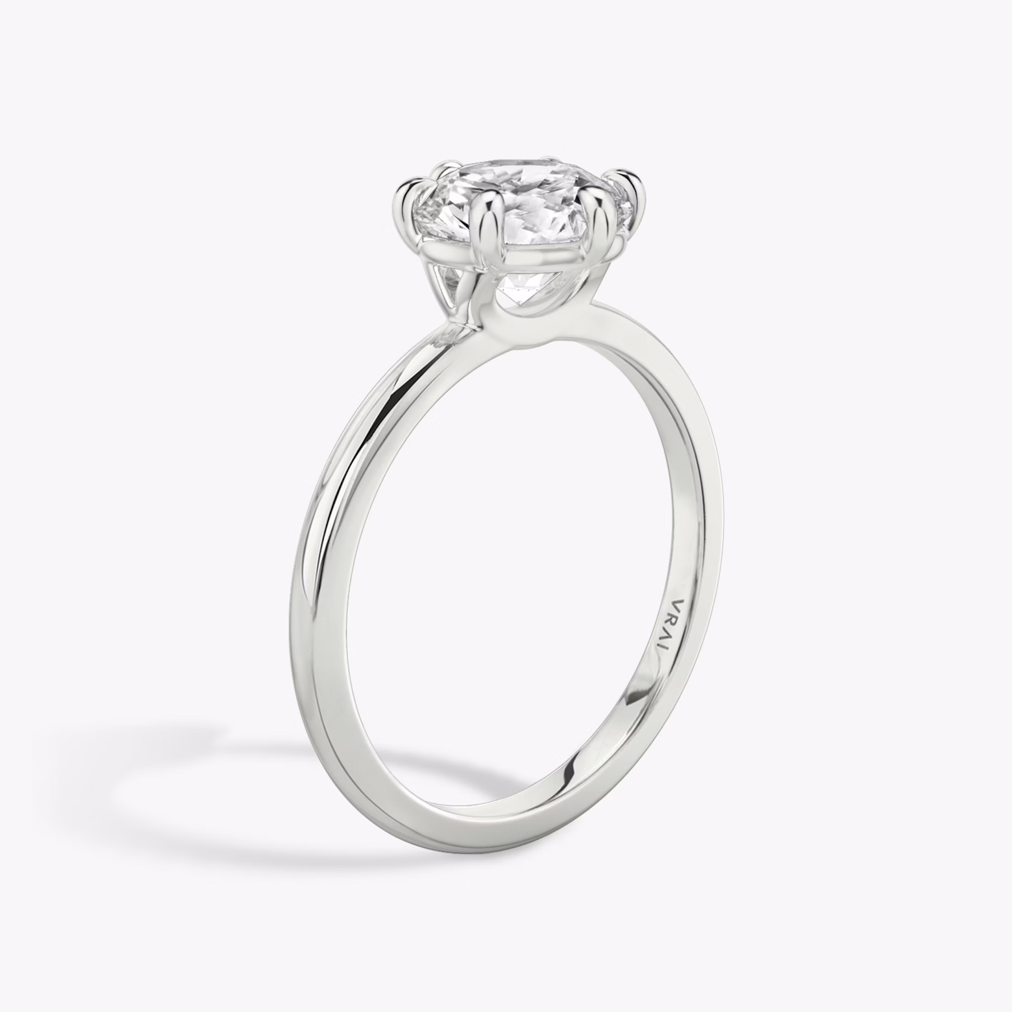 The Signature 6 Prong | Round Brilliant | 18k | White Gold | bandAccent: Plain | bandWidth: standard | caratWeight: other | hiddenHalo: no | diamondOrientation: vertical