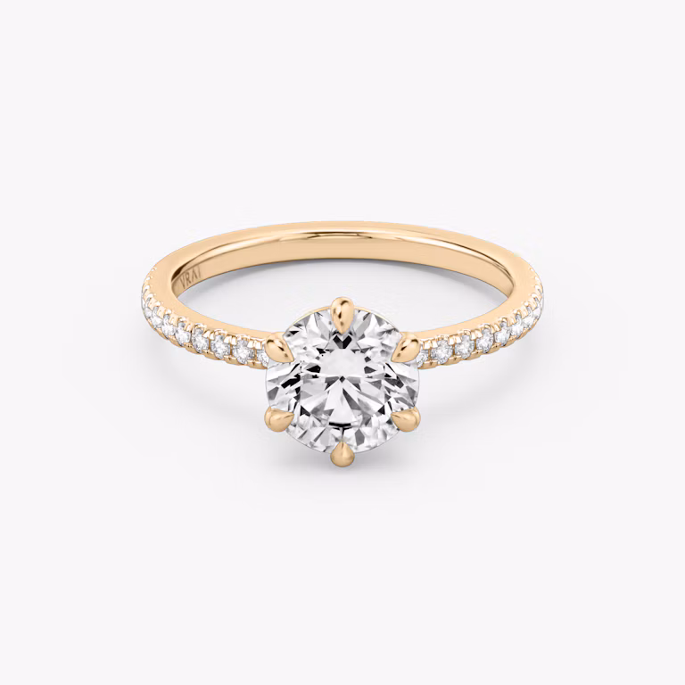 6-Prong Rose Gold Solitaire engagement ring with Round Brilliant cut diamond