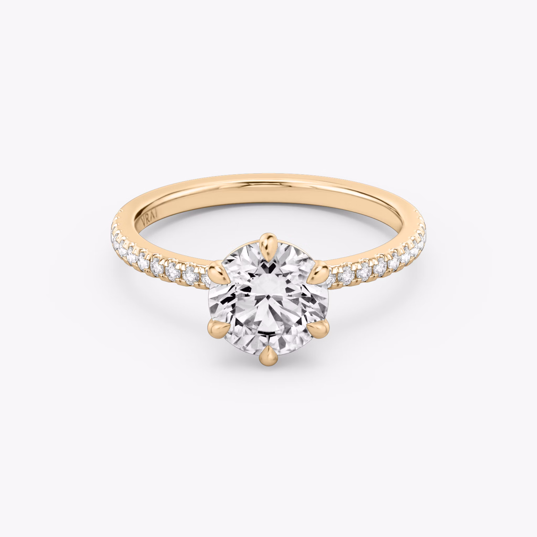 6-Prong Rose Gold Solitaire engagement ring with Round Brilliant cut diamond