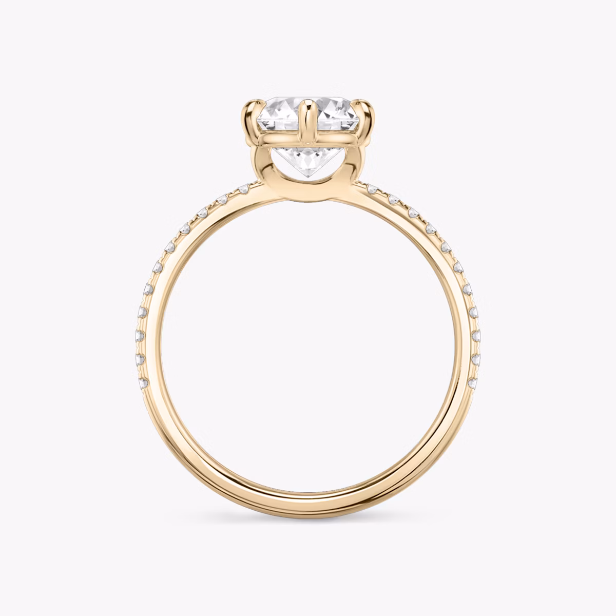 The Signature 6 Prong | Round Brilliant | 14k | Rose Gold | bandAccent: Pavé | bandWidth: standard | caratWeight: 2.0ct | hiddenHalo: no | diamondOrientation: vertical