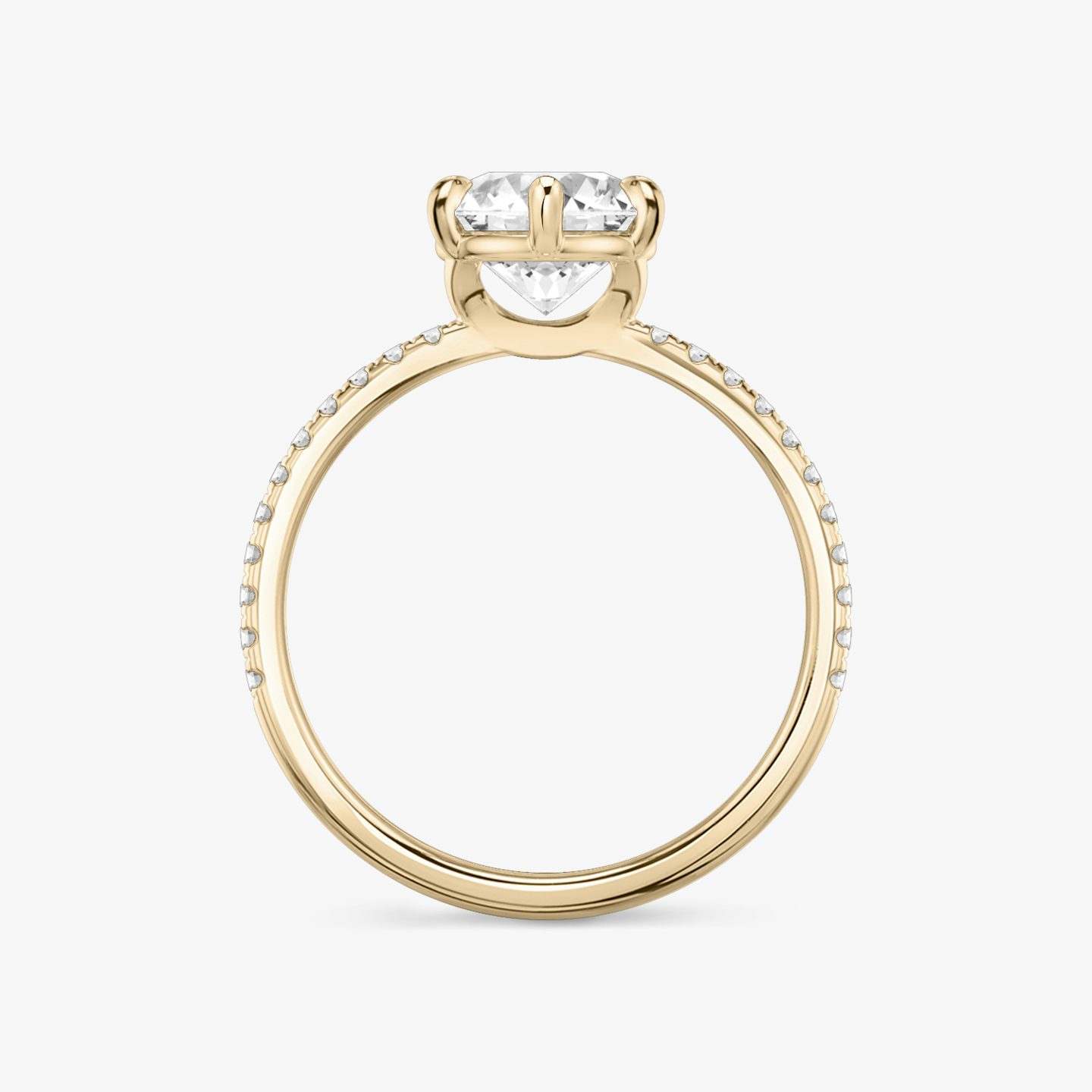 The Signature 6 Prong | Round Brilliant | 14k | Rose Gold | bandAccent: Pavé | bandWidth: standard | caratWeight: 1.5ct | hiddenHalo: no | diamondOrientation: vertical