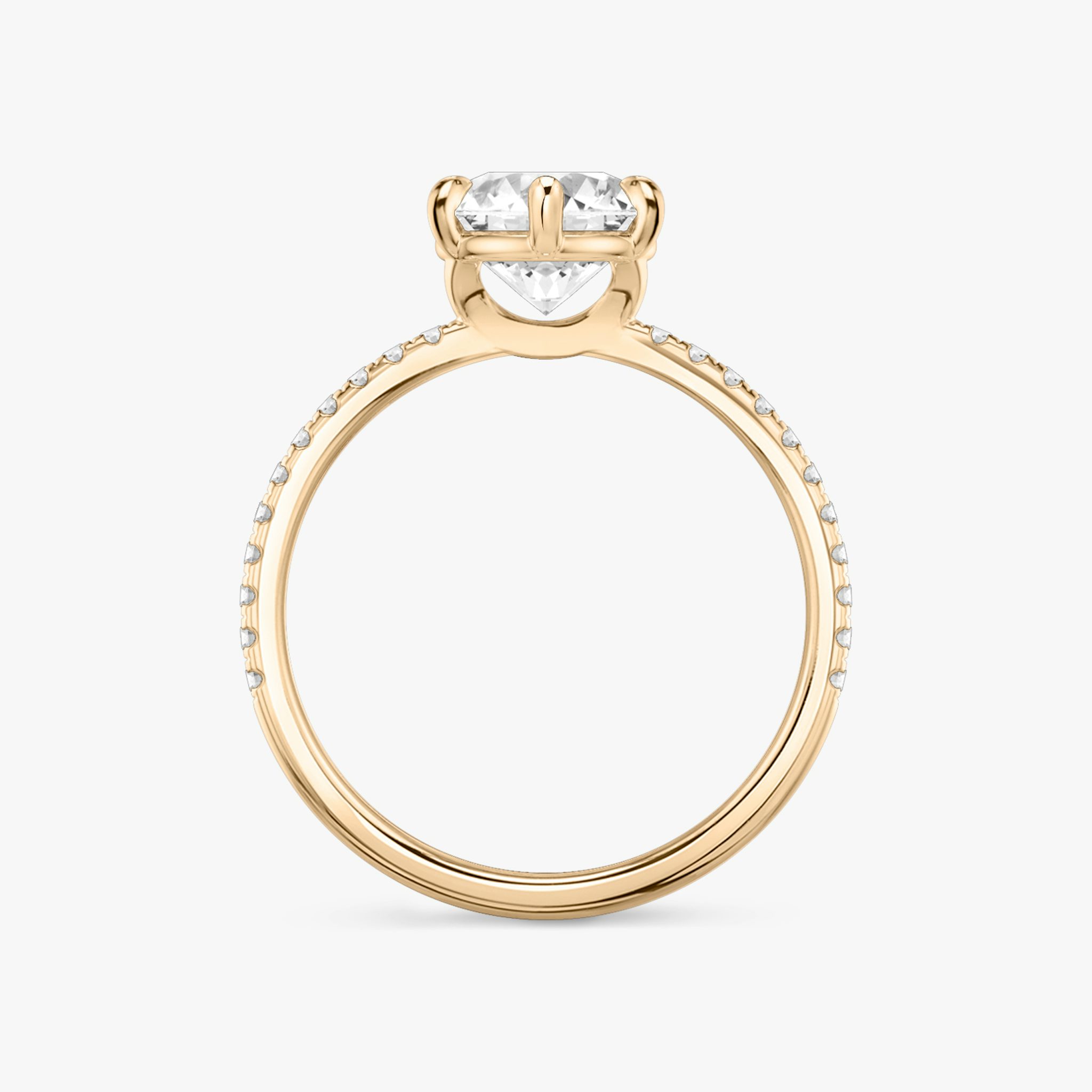 The Signature 6 Prong | Round Brilliant | 14k | Rose Gold | bandAccent: Pavé | bandWidth: standard | caratWeight: other | hiddenHalo: no | diamondOrientation: vertical