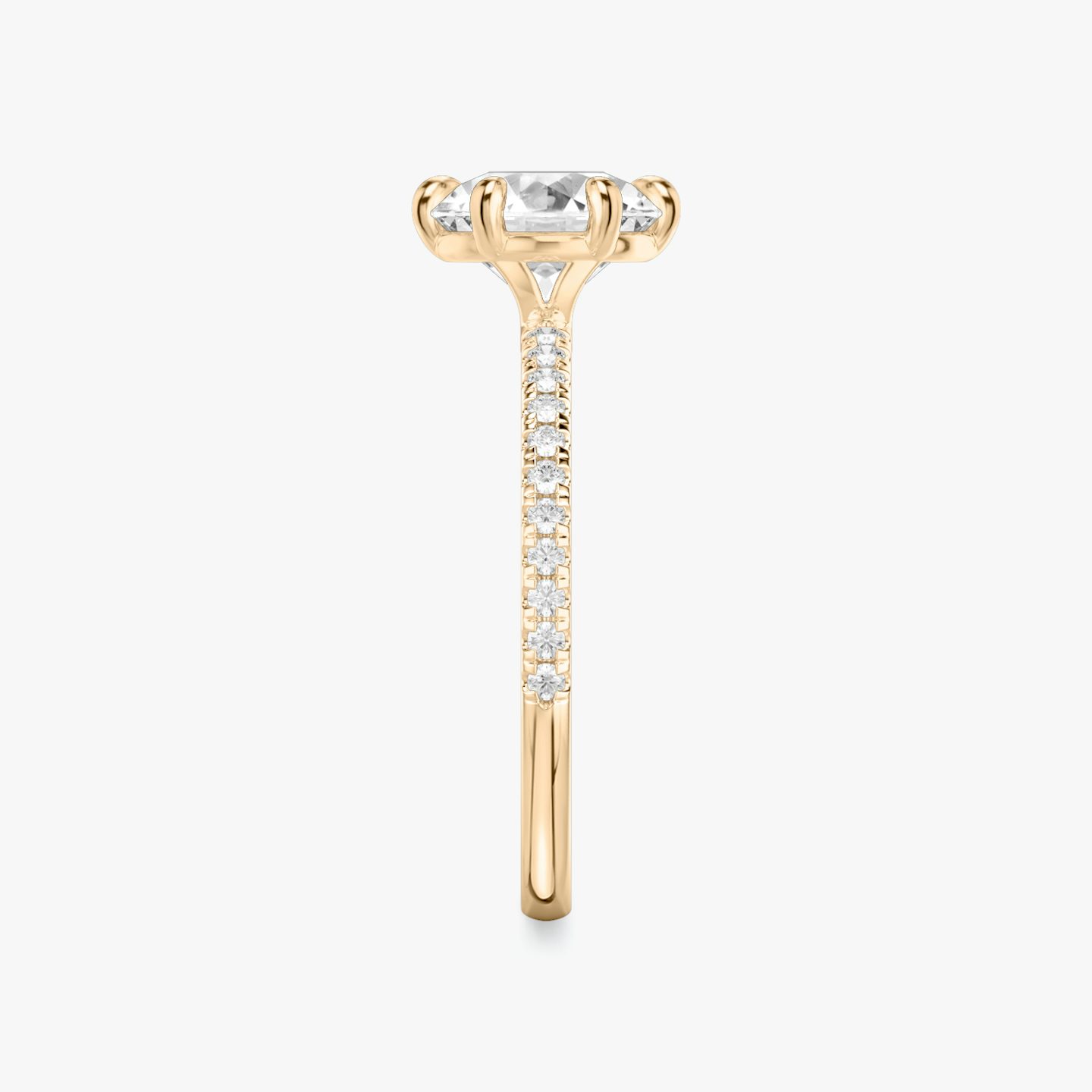 The Signature 6 Prong | Round Brilliant | 14k | Rose Gold | bandAccent: Pavé | bandWidth: standard | caratWeight: 1.5ct | hiddenHalo: no | diamondOrientation: vertical