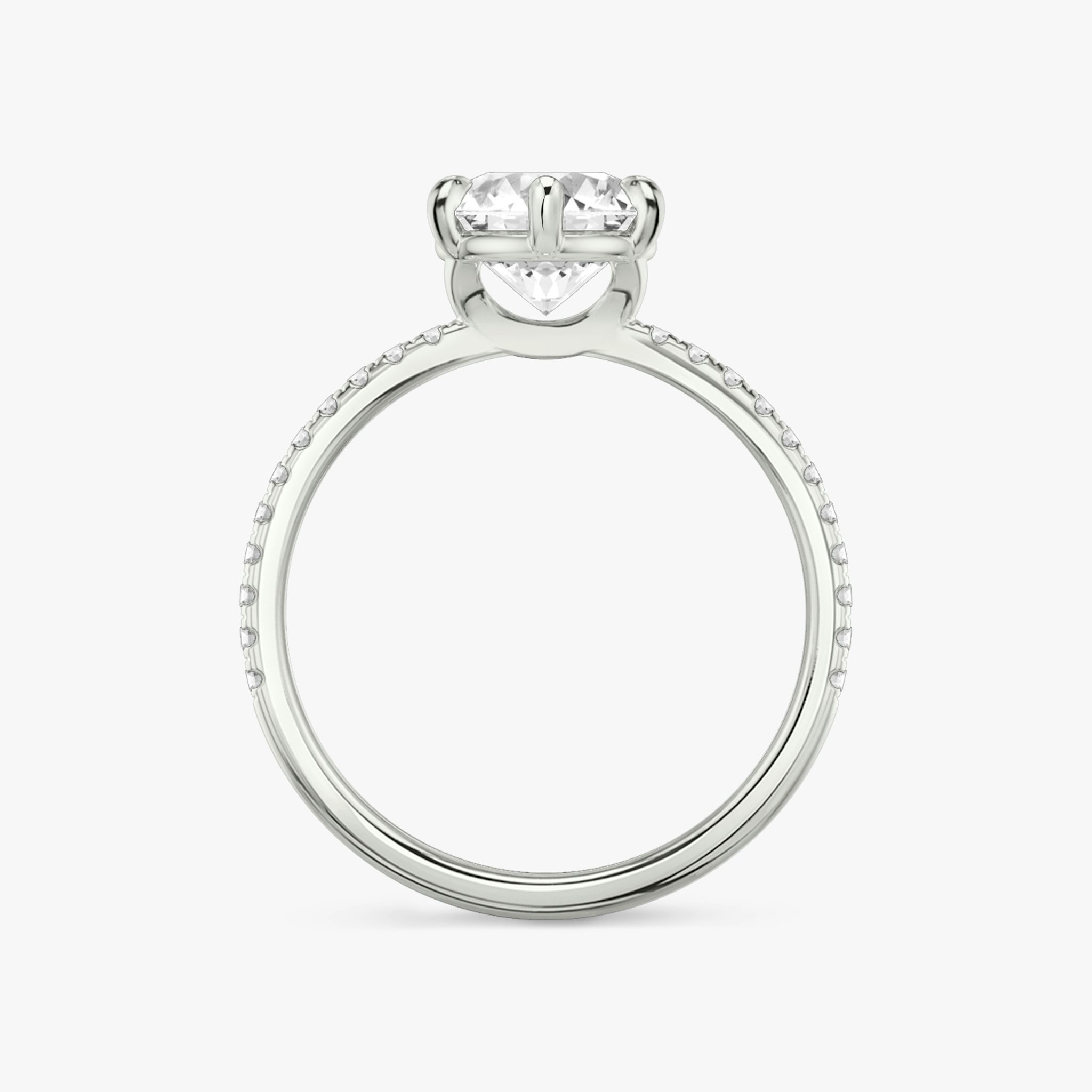 The Signature 6 Prong | Round Brilliant | 18k | White Gold | bandAccent: Pavé | bandWidth: standard | caratWeight: other | hiddenHalo: no | diamondOrientation: vertical
