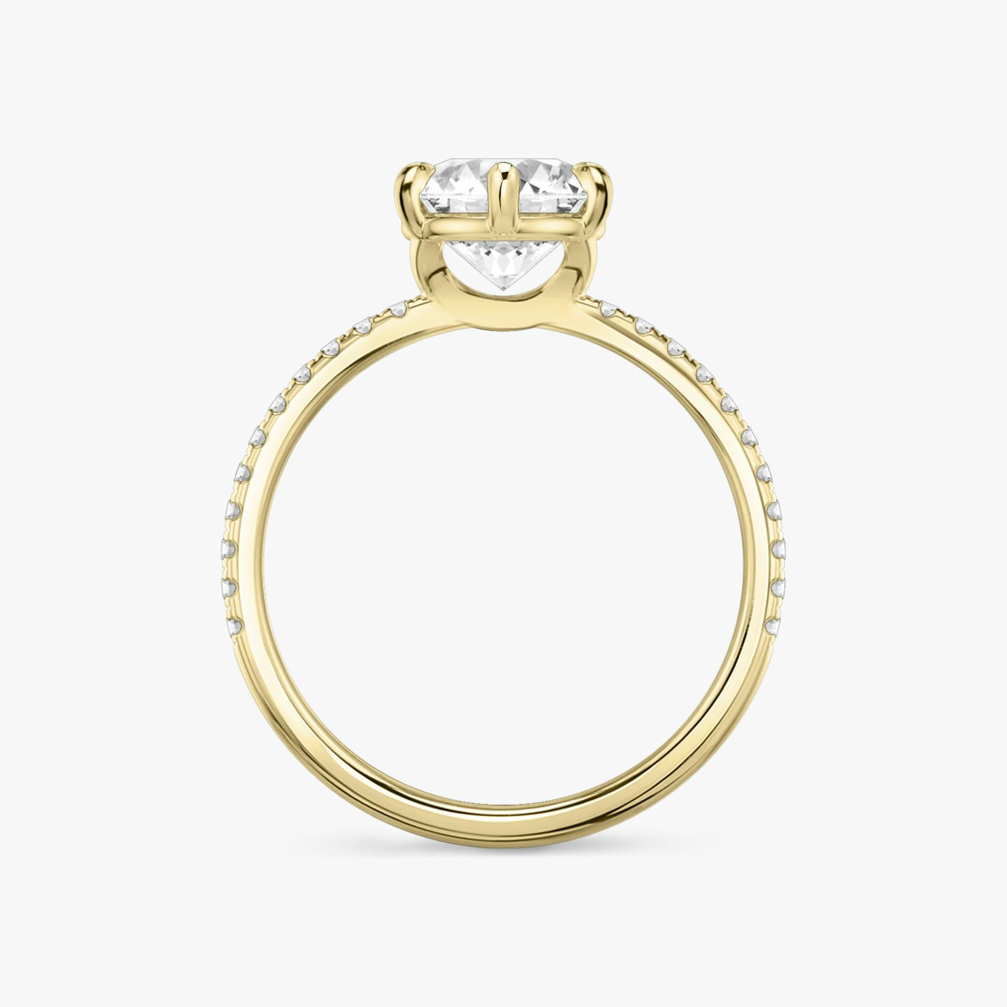 Signature 6 Prong | Rund | 18k | Gelbgold | bandAccent: Mit Pavé-Besatz | bandWidth: standard | caratWeight: 1.0ct | hiddenHalo: no | diamondOrientation: vertical
