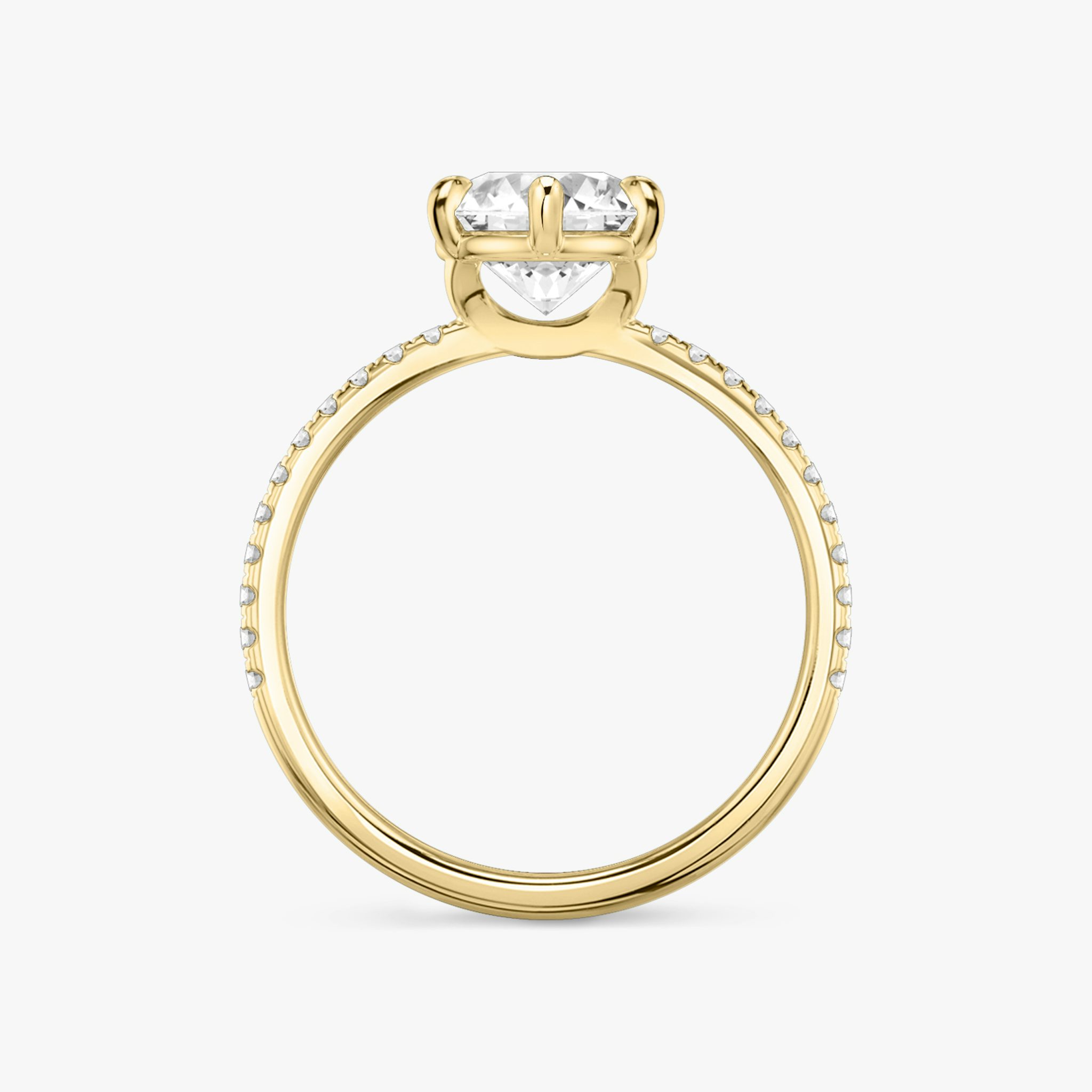 The Signature 6 Prong | Round Brilliant | 18k | Yellow Gold | bandAccent: Pavé | bandWidth: standard | caratWeight: other | hiddenHalo: no | diamondOrientation: vertical