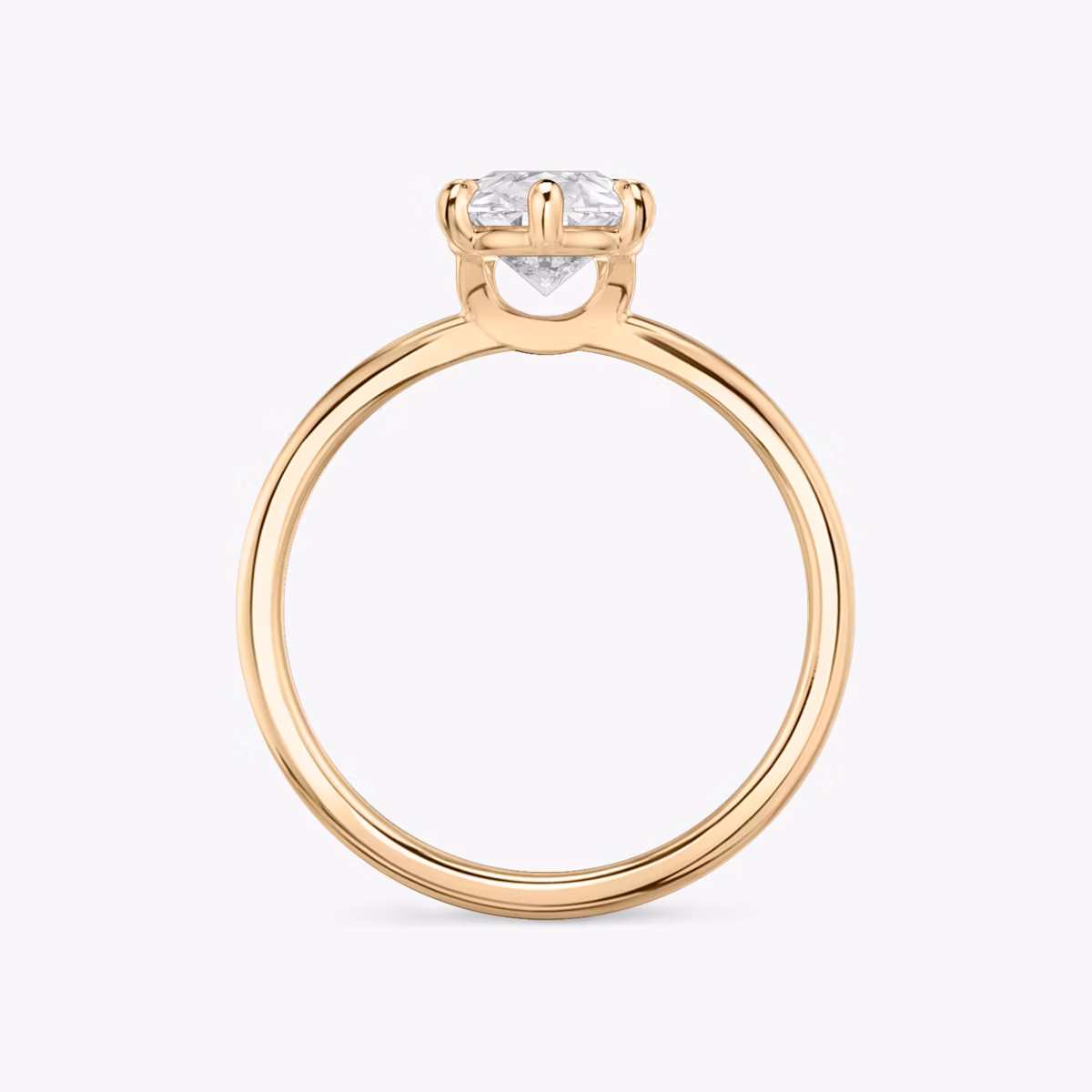 The Signature 6 Prong | Pear | 14k | Rose Gold | bandAccent: Plain | bandWidth: standard | hiddenHalo: no | diamondOrientation: vertical | caratWeight: other