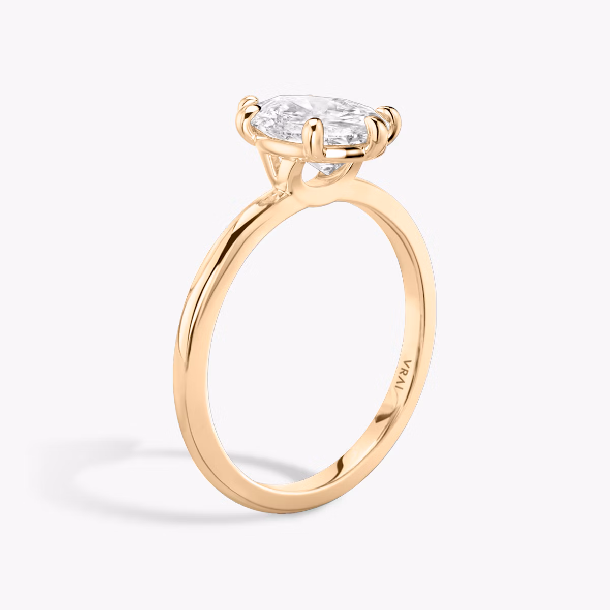 The Signature 6 Prong | Pear | 14k | Rose Gold | bandAccent: Plain | bandWidth: standard | hiddenHalo: no | diamondOrientation: vertical | caratWeight: other