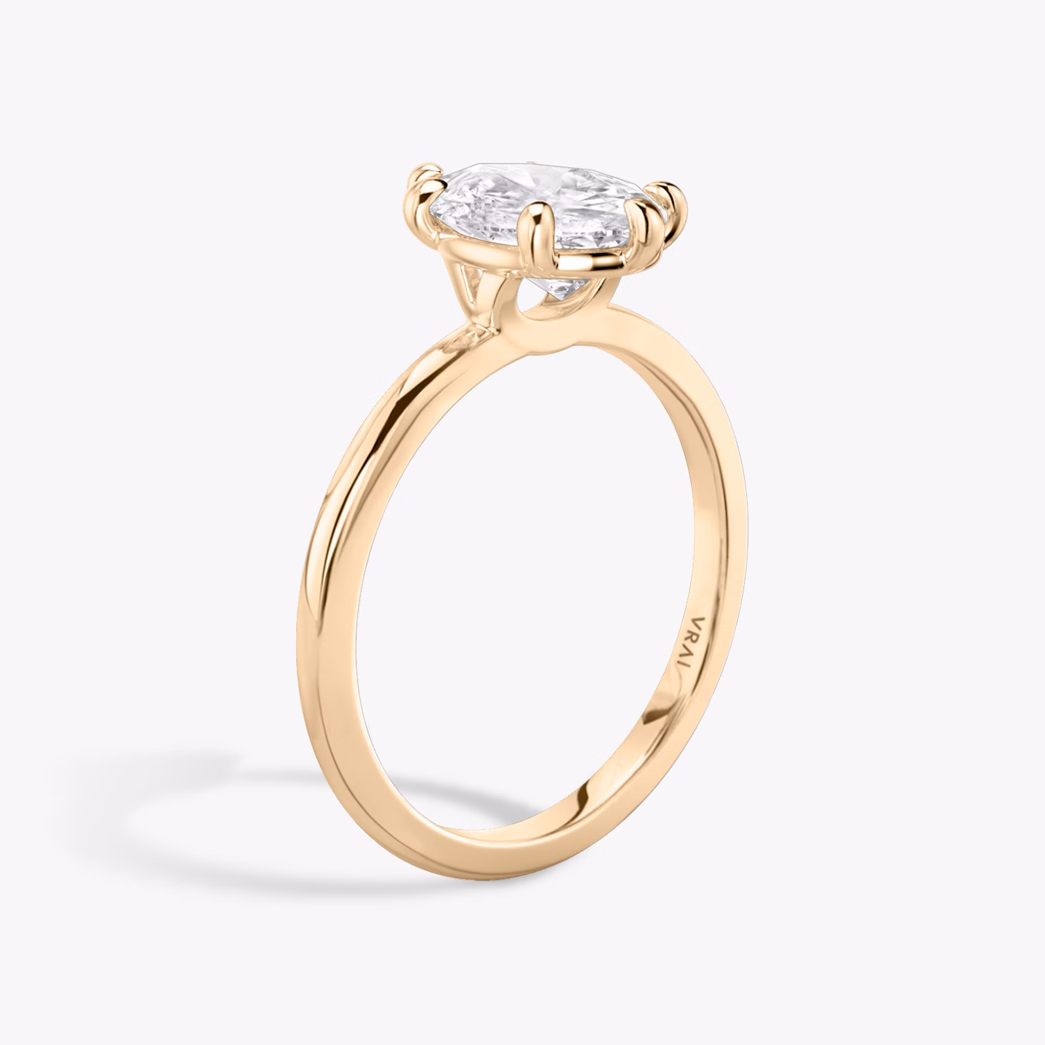 The Signature 6 Prong | Pear | 14k | Rose Gold | bandAccent: Plain | bandWidth: standard | hiddenHalo: no | diamondOrientation: vertical | caratWeight: other
