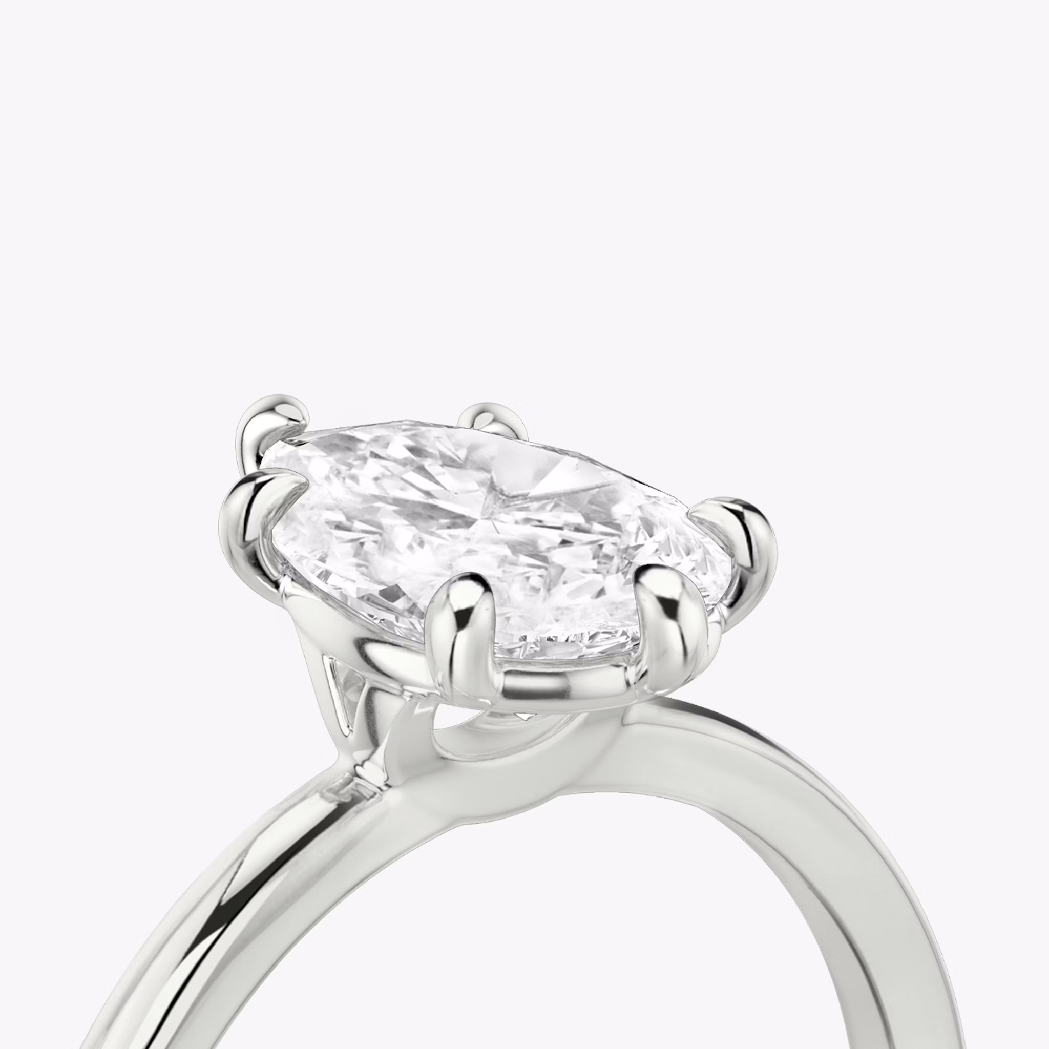 The Signature 6 Prong | Pear | 18k | White Gold | bandAccent: Plain | bandWidth: standard | hiddenHalo: no | diamondOrientation: vertical | caratWeight: other