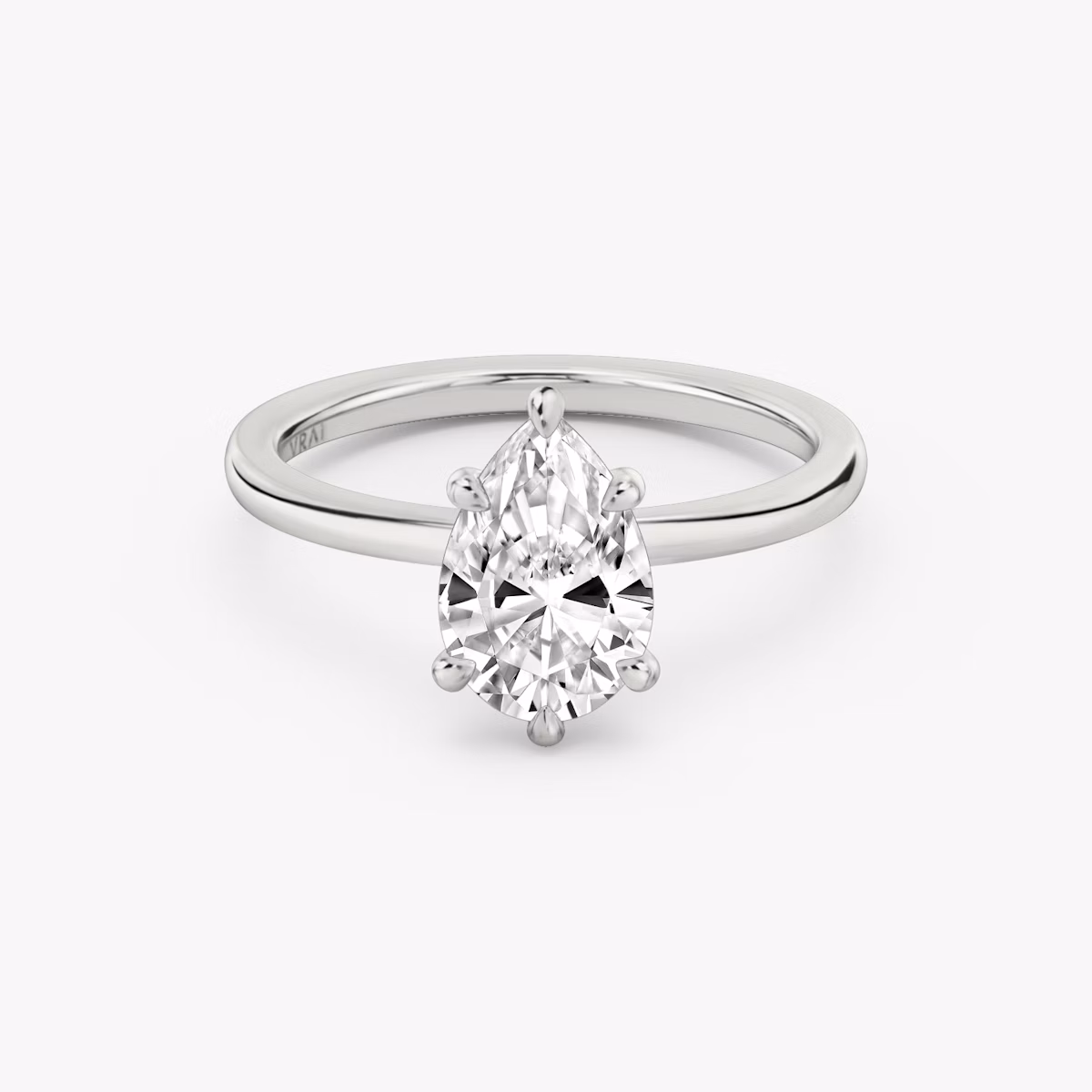 The Signature 6 Prong | Pear | Platinum | bandAccent: Plain | bandWidth: standard | hiddenHalo: no | diamondOrientation: vertical | caratWeight: other