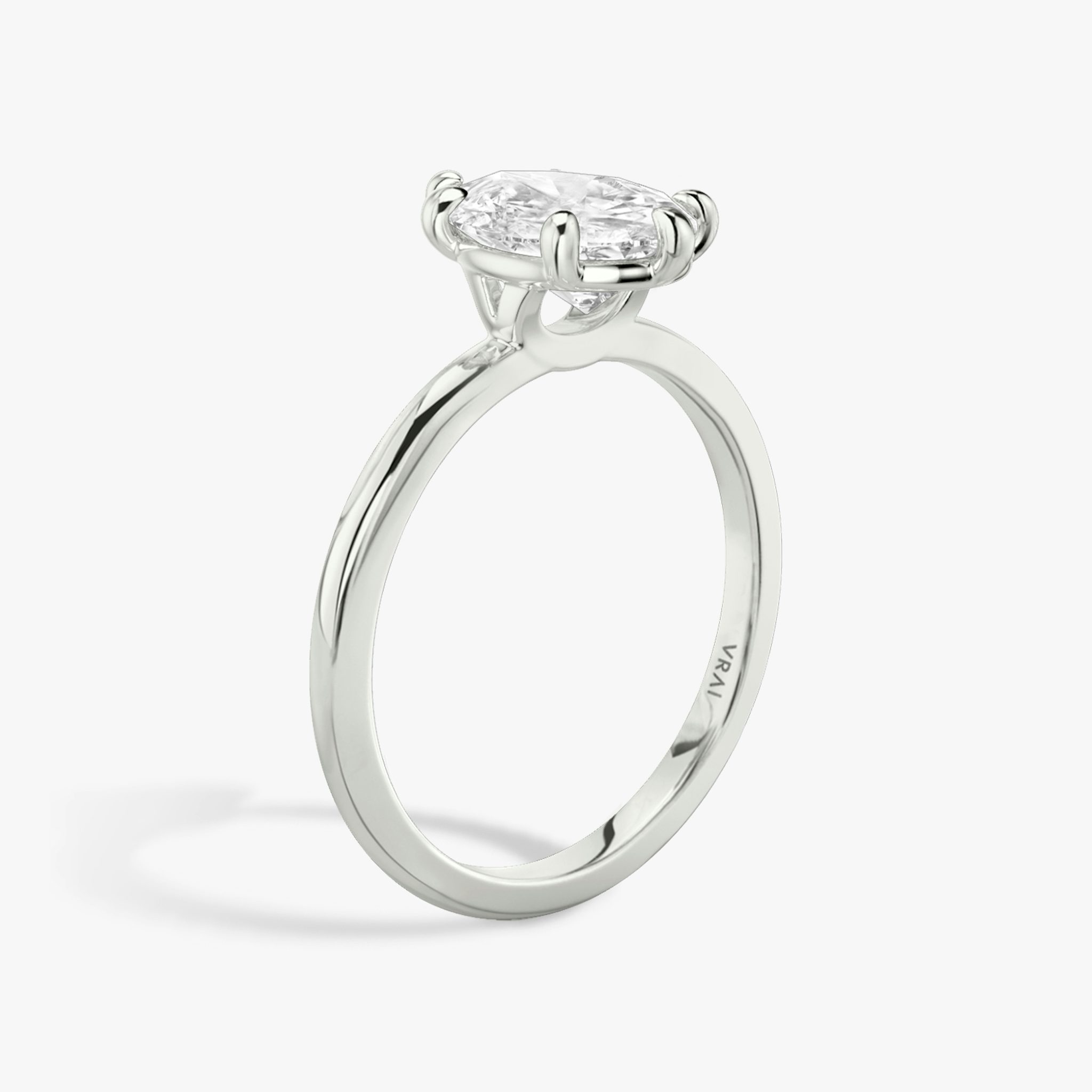 The Signature 6 Prong | Pear | 18k | White Gold | bandAccent: Plain | bandWidth: standard | hiddenHalo: no | diamondOrientation: vertical | caratWeight: other