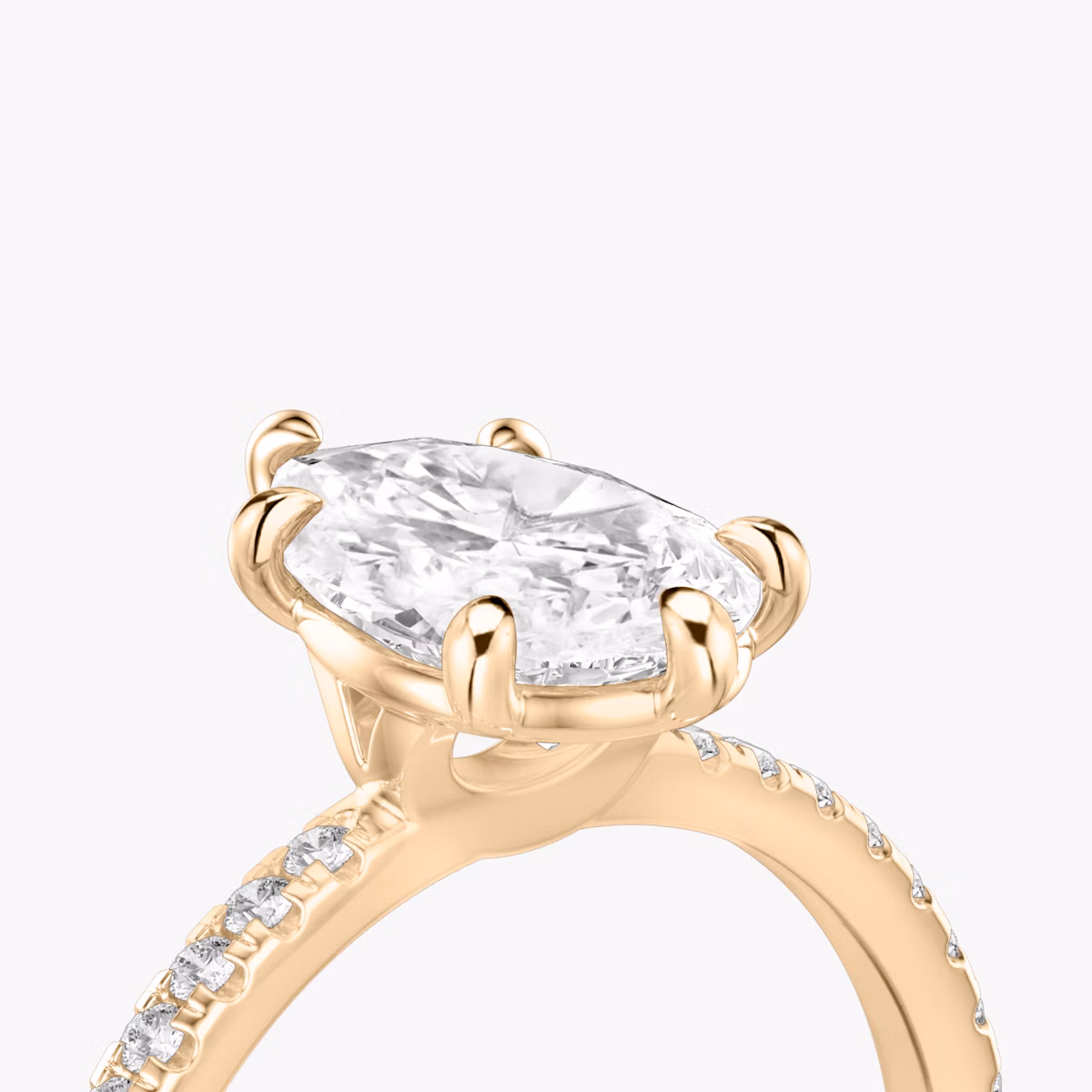 The Signature 6 Prong | Pear | 14k | Rose Gold | bandAccent: Pavé | bandWidth: standard | hiddenHalo: no | diamondOrientation: vertical | caratWeight: other