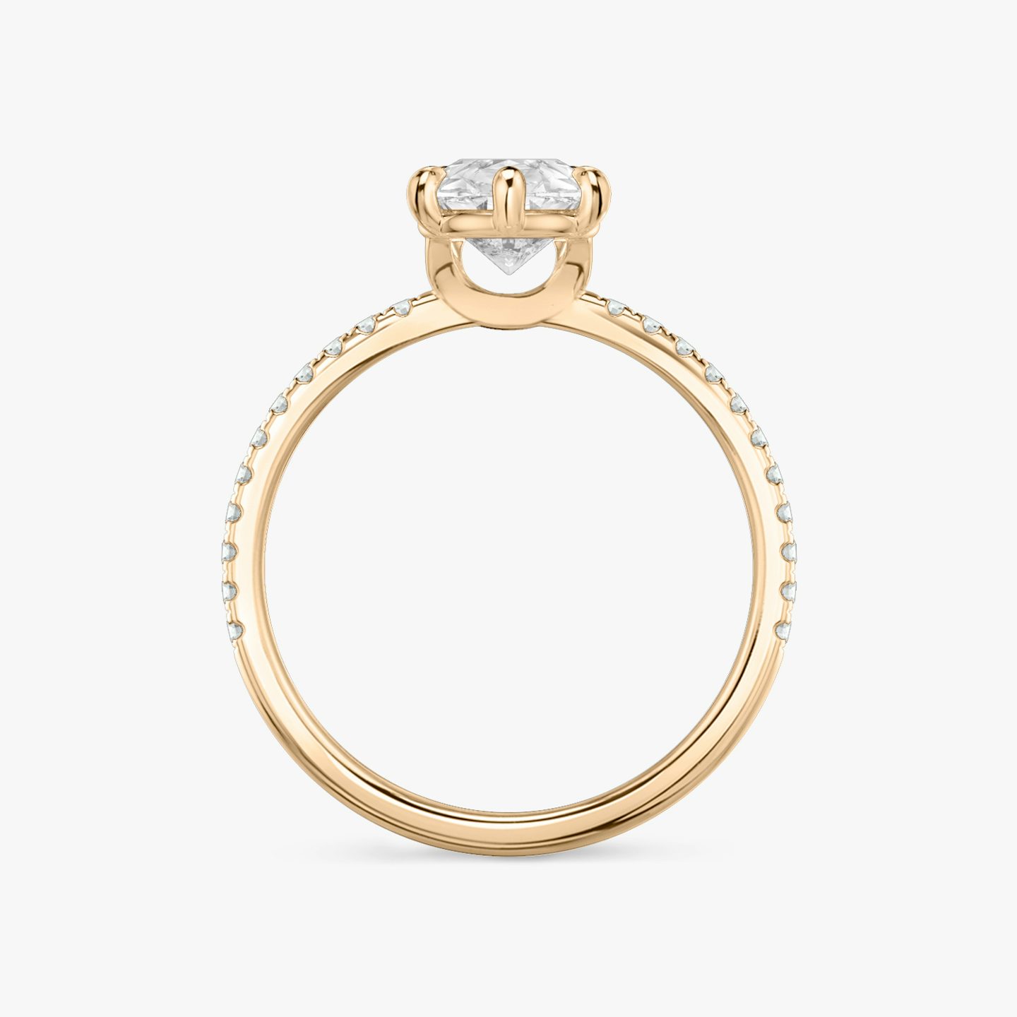 The Signature 6 Prong | Pear | 14k | Rose Gold | bandAccent: Pavé | bandWidth: standard | hiddenHalo: no | diamondOrientation: vertical | caratWeight: other