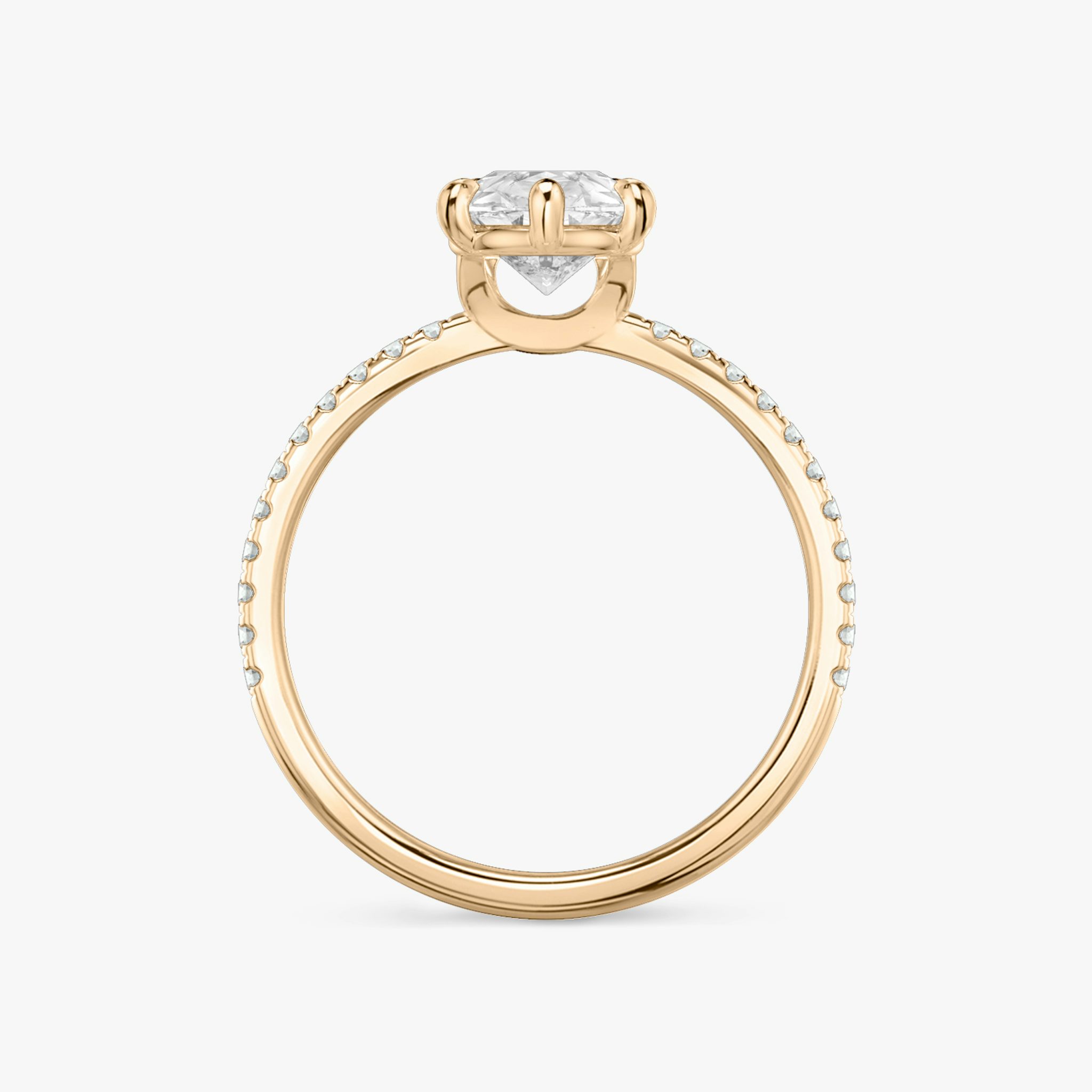 The Signature 6 Prong | Pear | 14k | Rose Gold | bandAccent: Pavé | bandWidth: standard | hiddenHalo: no | diamondOrientation: vertical | caratWeight: other