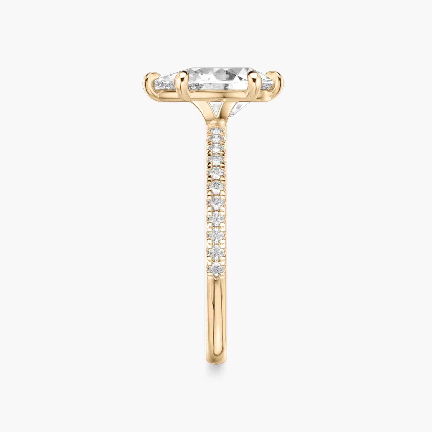 The Signature 6 Prong | Pear | 14k | Rose Gold | bandAccent: Pavé | bandWidth: standard | hiddenHalo: no | diamondOrientation: vertical | caratWeight: other