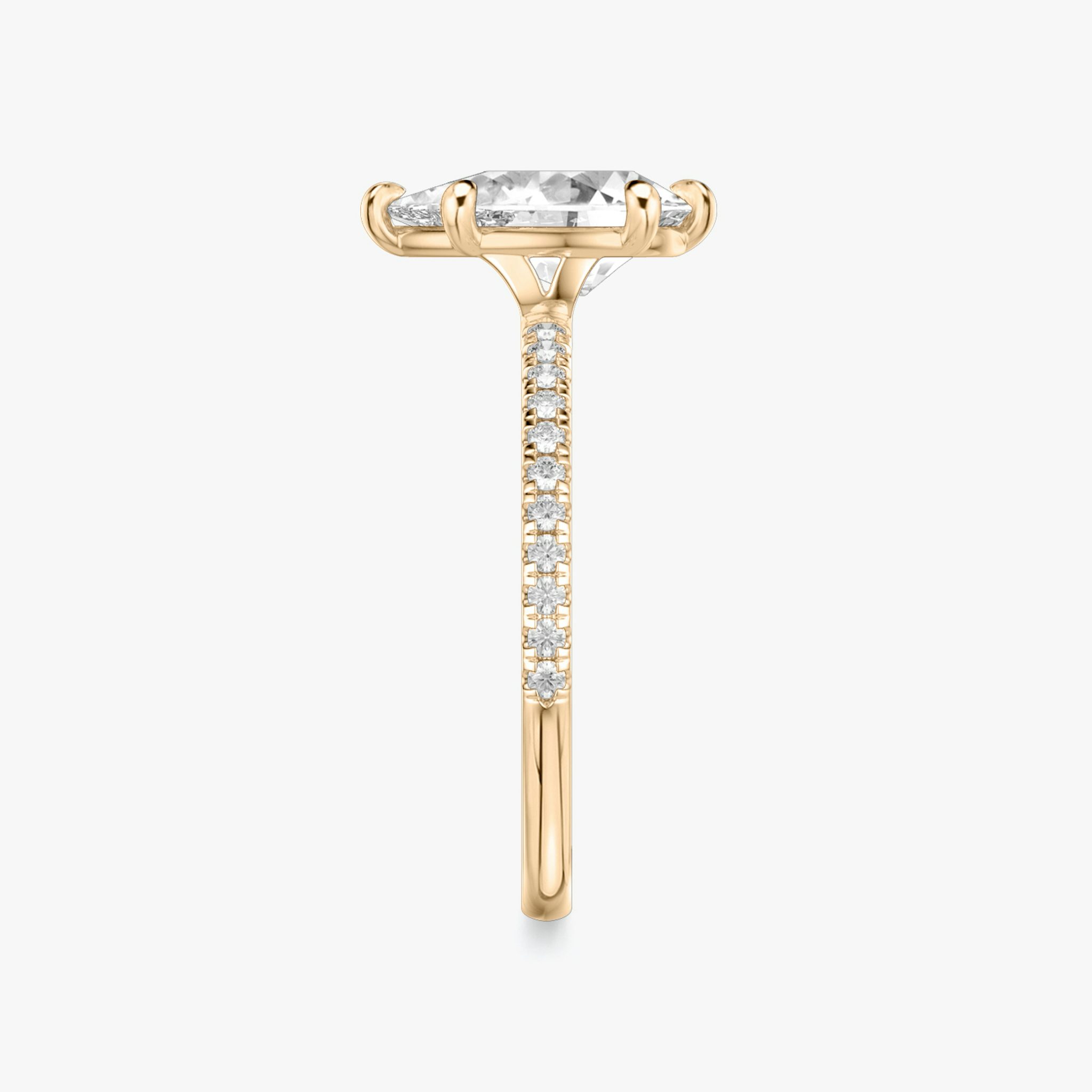 The Signature 6 Prong | Pear | 14k | Rose Gold | bandAccent: Pavé | bandWidth: standard | hiddenHalo: no | diamondOrientation: vertical | caratWeight: other
