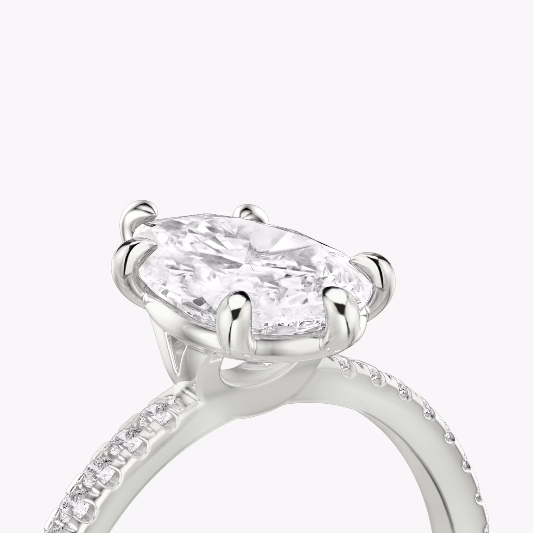 The Signature 6 Prong | Pear | 18k | White Gold | bandAccent: Pavé | bandWidth: standard | hiddenHalo: no | diamondOrientation: vertical | caratWeight: other