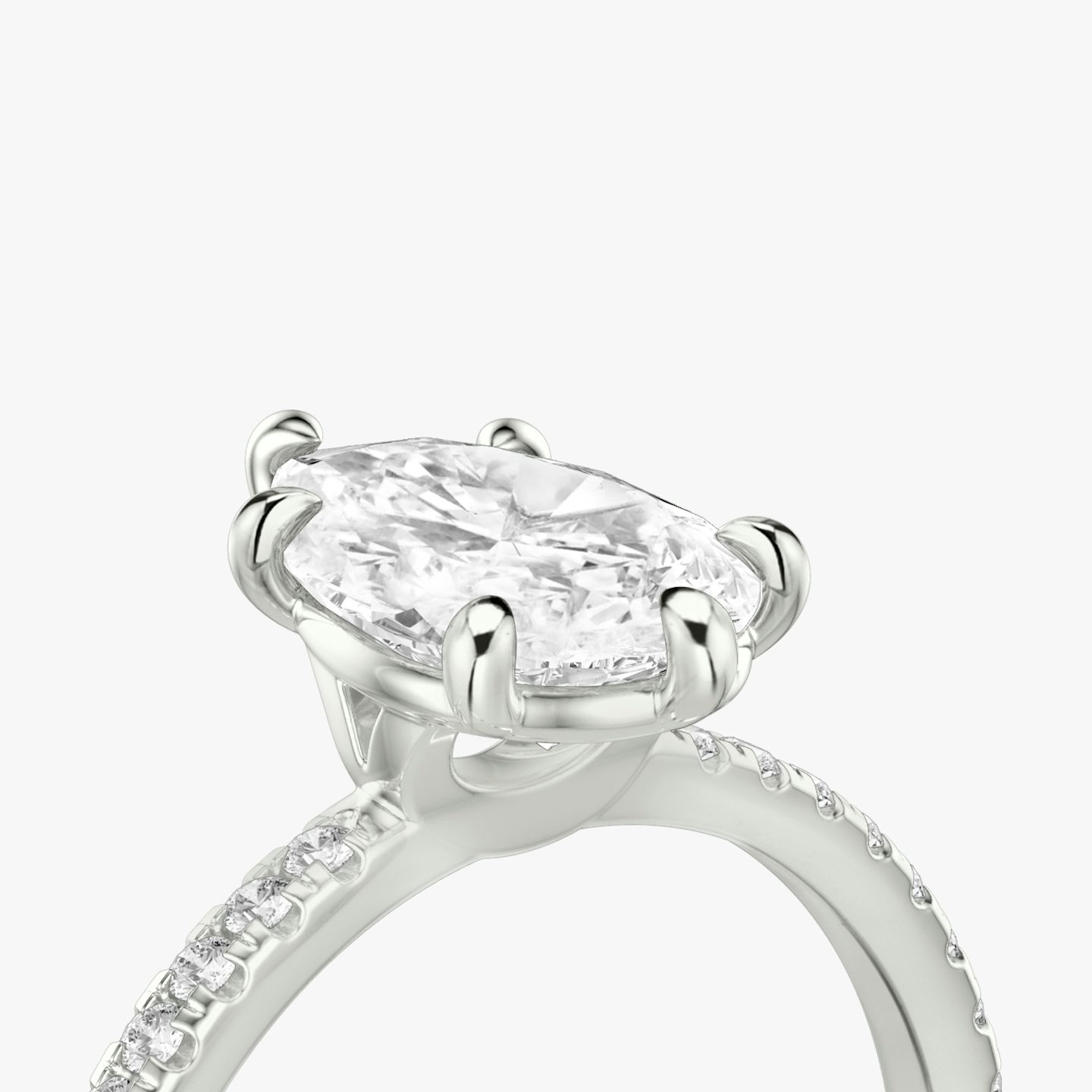 The Signature 6 Prong | Pear | 18k | White Gold | bandAccent: Pavé | bandWidth: standard | hiddenHalo: no | diamondOrientation: vertical | caratWeight: other