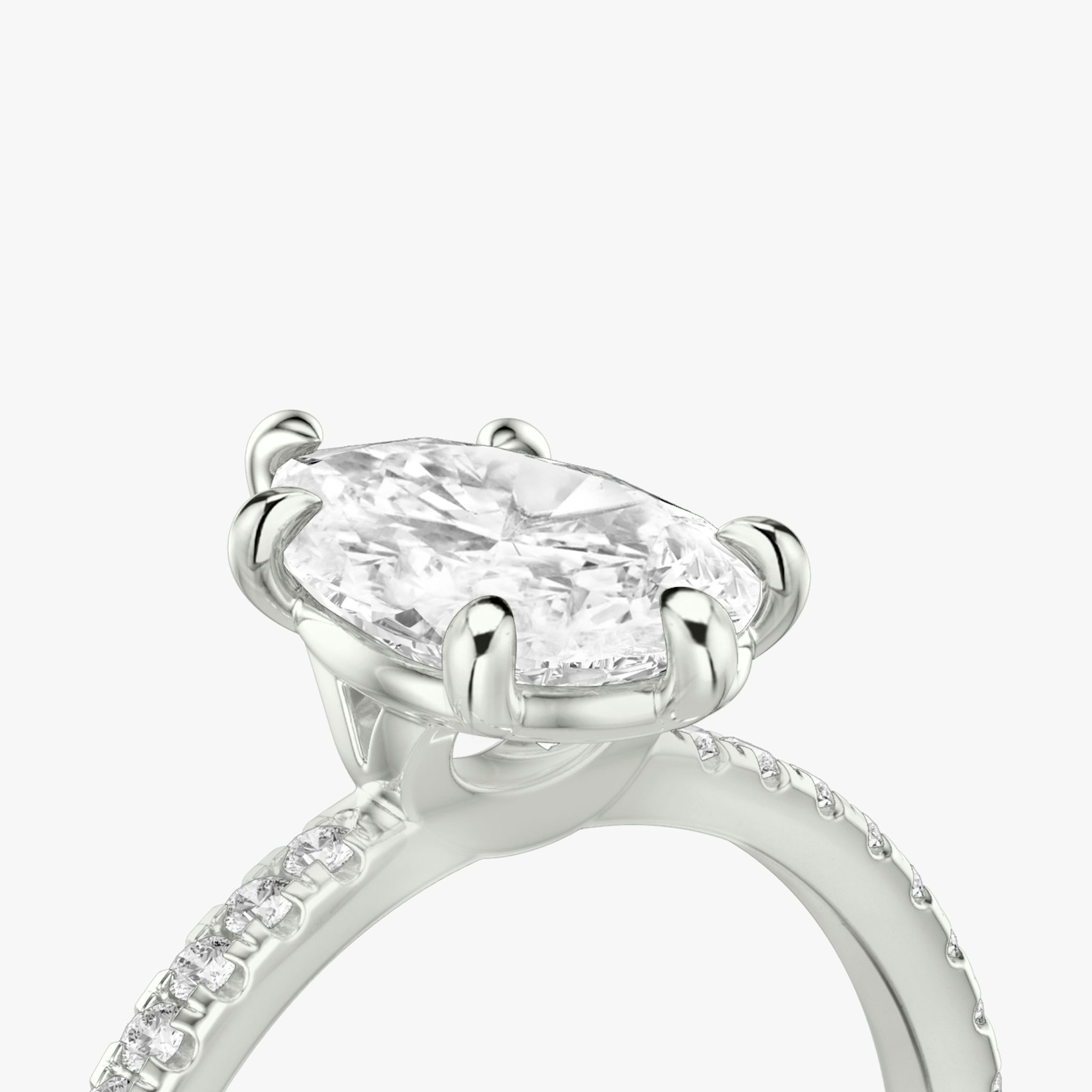 The Signature 6 Prong | Pear | 18k | White Gold | bandAccent: Pavé | bandWidth: standard | hiddenHalo: no | diamondOrientation: vertical | caratWeight: other