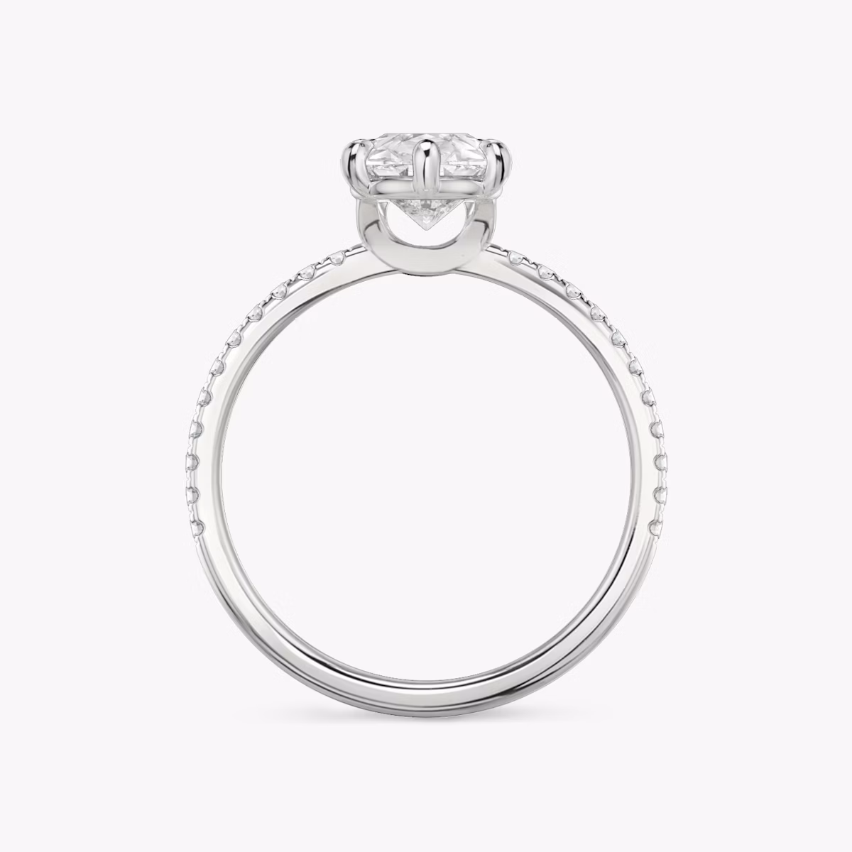 The Signature 6 Prong | Pear | Platinum | bandAccent: Pavé | bandWidth: standard | hiddenHalo: no | diamondOrientation: vertical | caratWeight: other