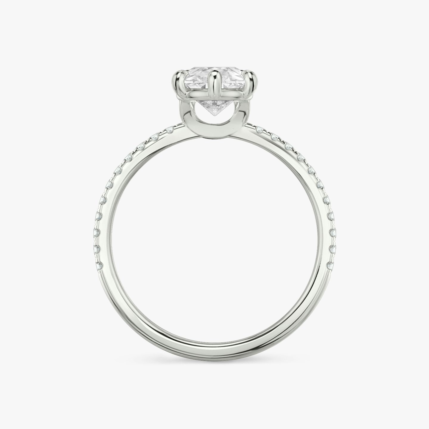 The Signature 6 Prong | Pear | 18k | White Gold | bandAccent: Pavé | bandWidth: standard | hiddenHalo: no | diamondOrientation: vertical | caratWeight: other