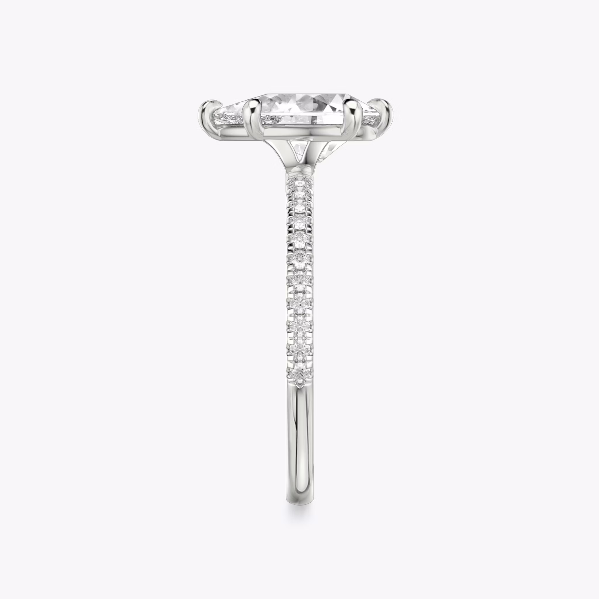 The Signature 6 Prong | Pear | 18k | White Gold | bandAccent: Pavé | bandWidth: standard | hiddenHalo: no | diamondOrientation: vertical | caratWeight: other