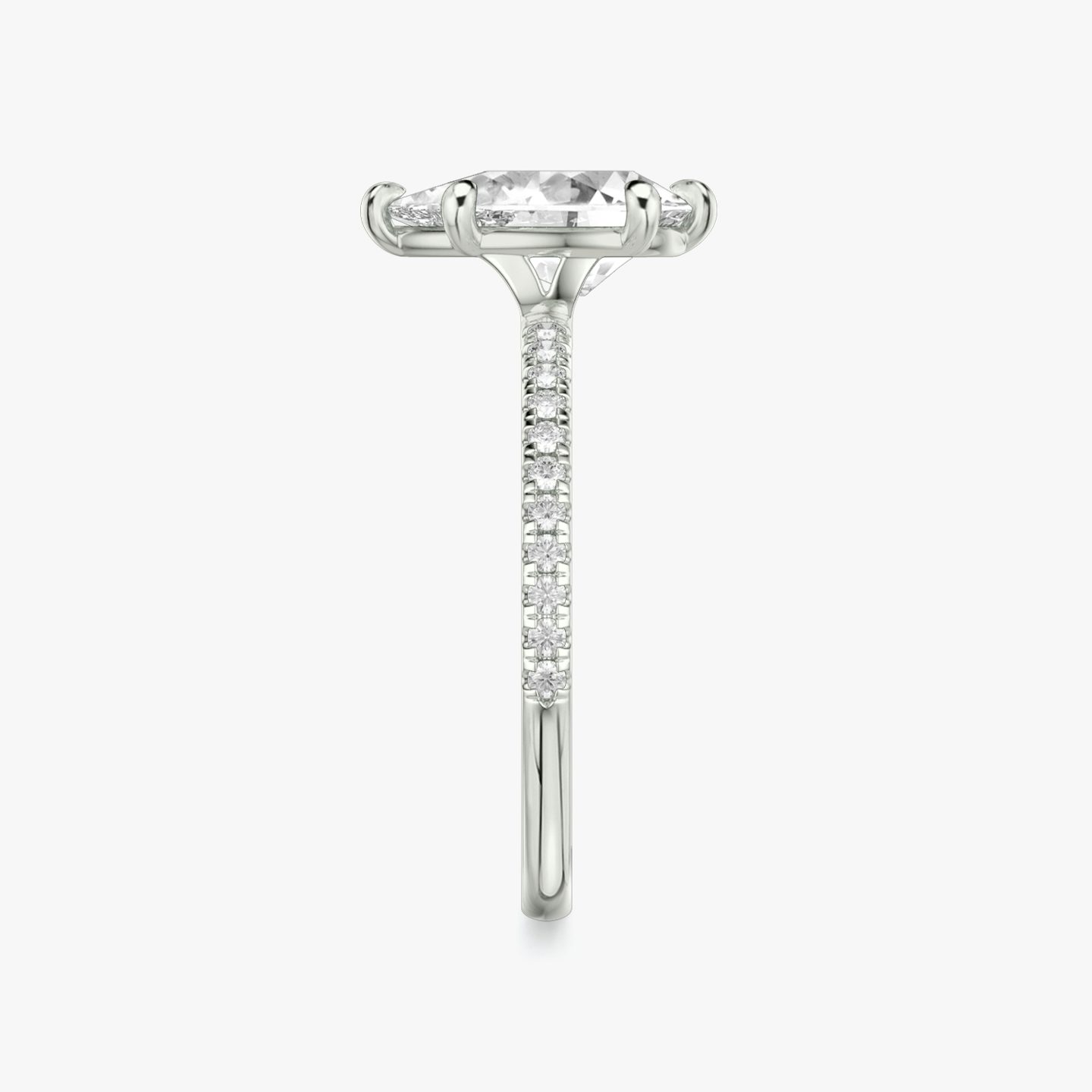 The Signature 6 Prong | Pear | 18k | White Gold | bandAccent: Pavé | bandWidth: standard | hiddenHalo: no | diamondOrientation: vertical | caratWeight: other