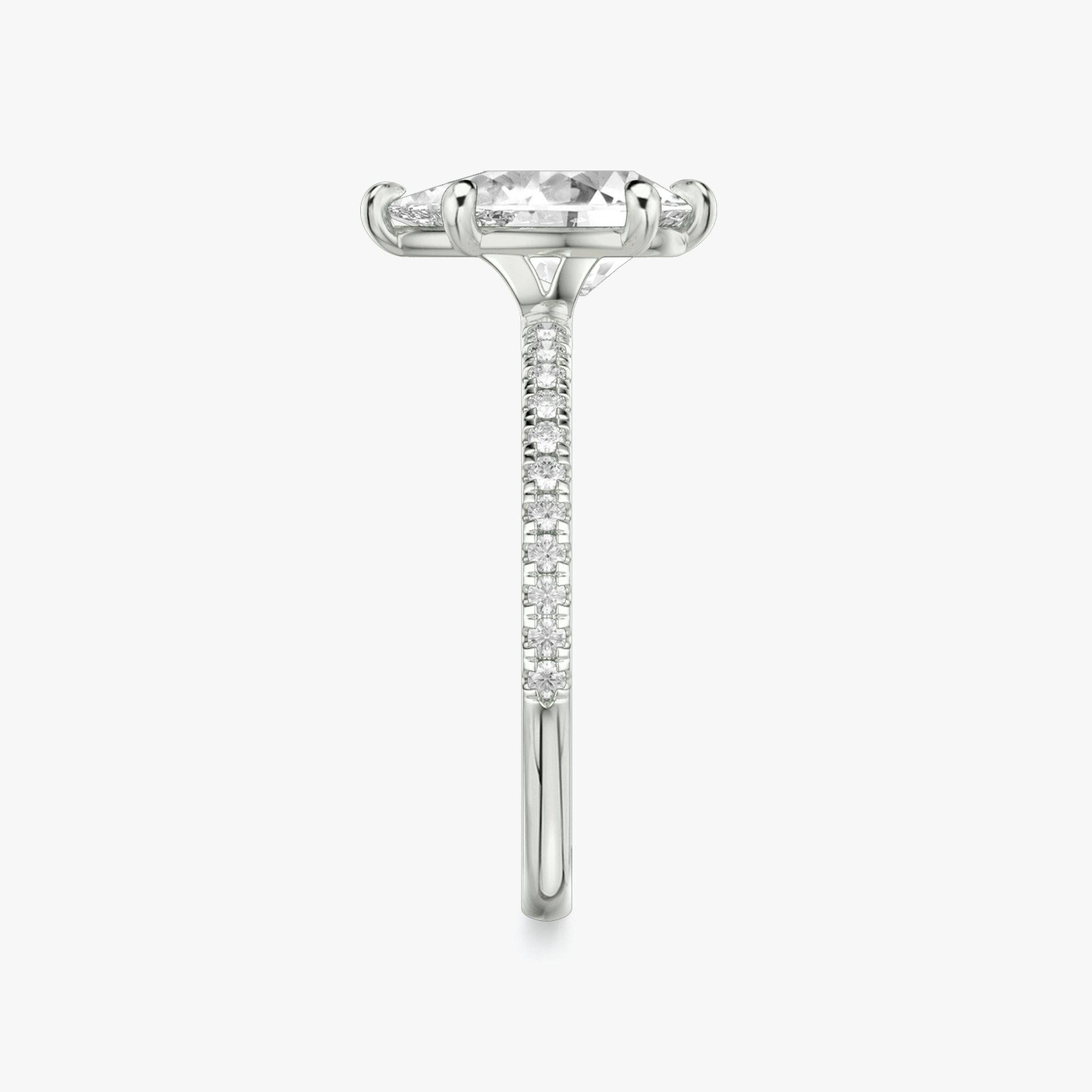 The Signature 6 Prong | Pear | 18k | White Gold | bandAccent: Pavé | bandWidth: standard | hiddenHalo: no | diamondOrientation: vertical | caratWeight: other