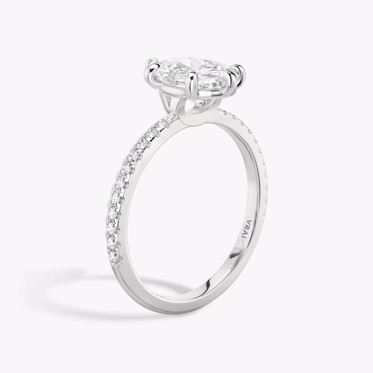 The Signature 6 Prong | Pear | Platinum | bandAccent: Pavé | bandWidth: standard | hiddenHalo: no | diamondOrientation: vertical | caratWeight: other