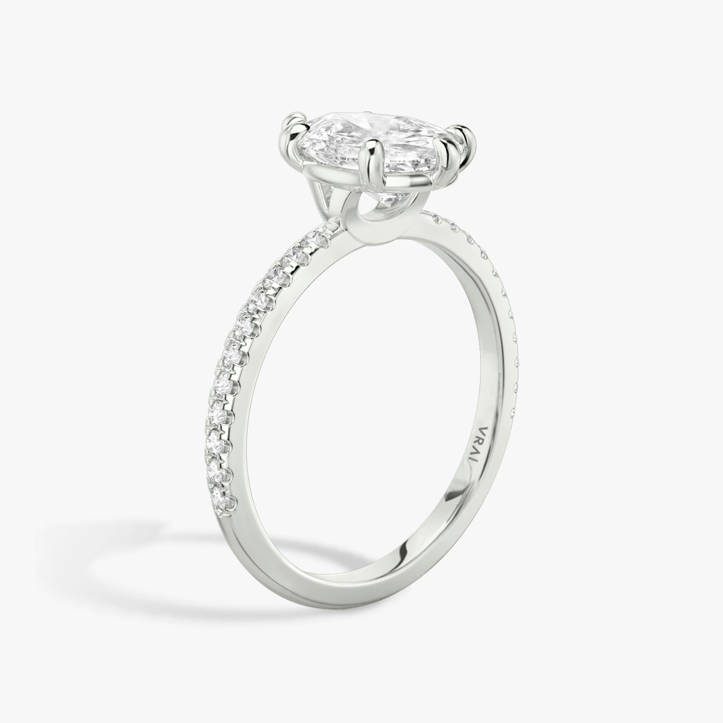 The Signature 6 Prong | Pear | 18k | White Gold | bandAccent: Pavé | bandWidth: standard | hiddenHalo: no | diamondOrientation: vertical | caratWeight: other
