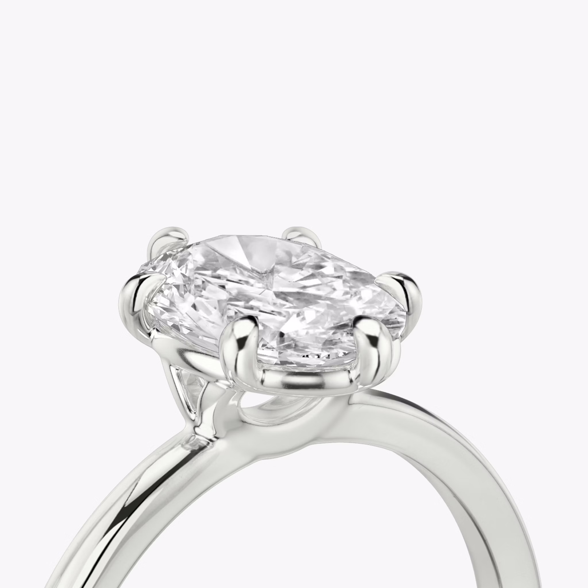 The Signature 6 Prong | Oval | 18k | White Gold | bandAccent: Plain | bandWidth: standard | hiddenHalo: no | diamondOrientation: vertical | caratWeight: other