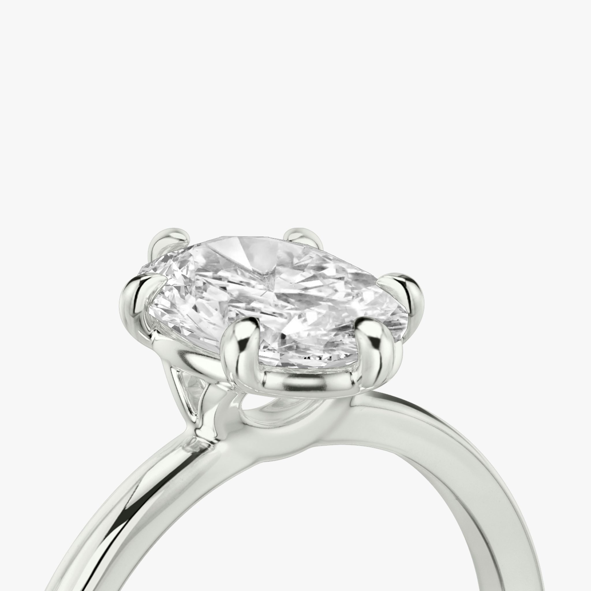 The Signature 6 Prong | Oval | 18k | White Gold | bandAccent: Plain | bandWidth: standard | hiddenHalo: no | diamondOrientation: vertical | caratWeight: other