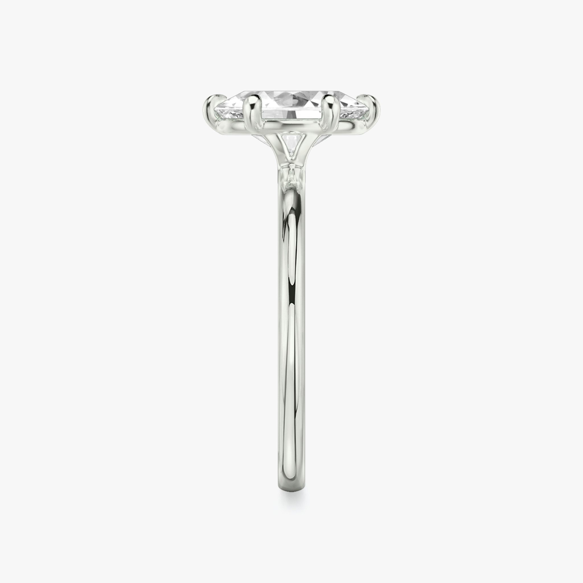 The Signature 6 Prong | Oval | 18k | White Gold | bandAccent: Plain | bandWidth: standard | hiddenHalo: no | diamondOrientation: vertical | caratWeight: other