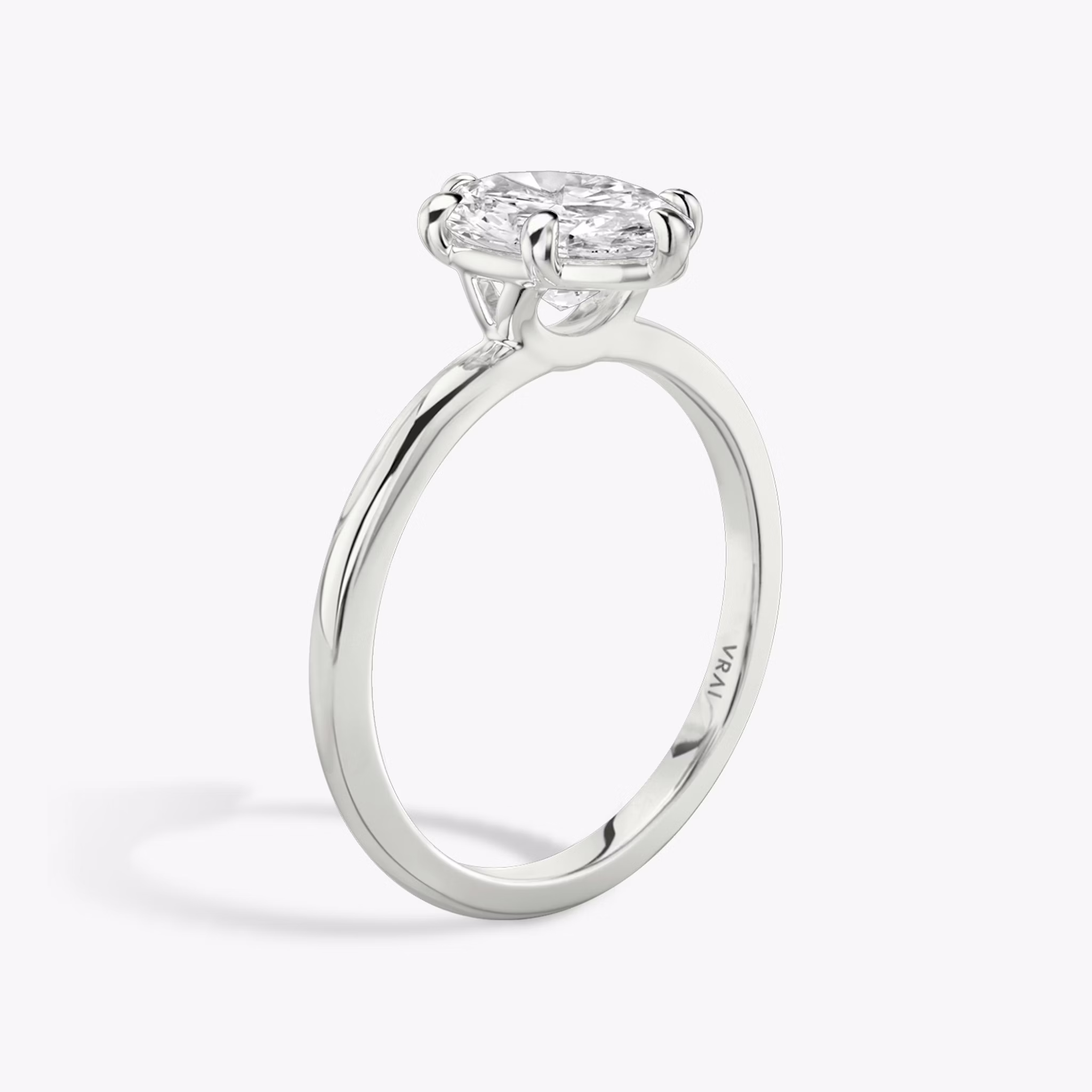 The Signature 6 Prong | Oval | 18k | White Gold | bandAccent: Plain | bandWidth: standard | hiddenHalo: no | diamondOrientation: vertical | caratWeight: other