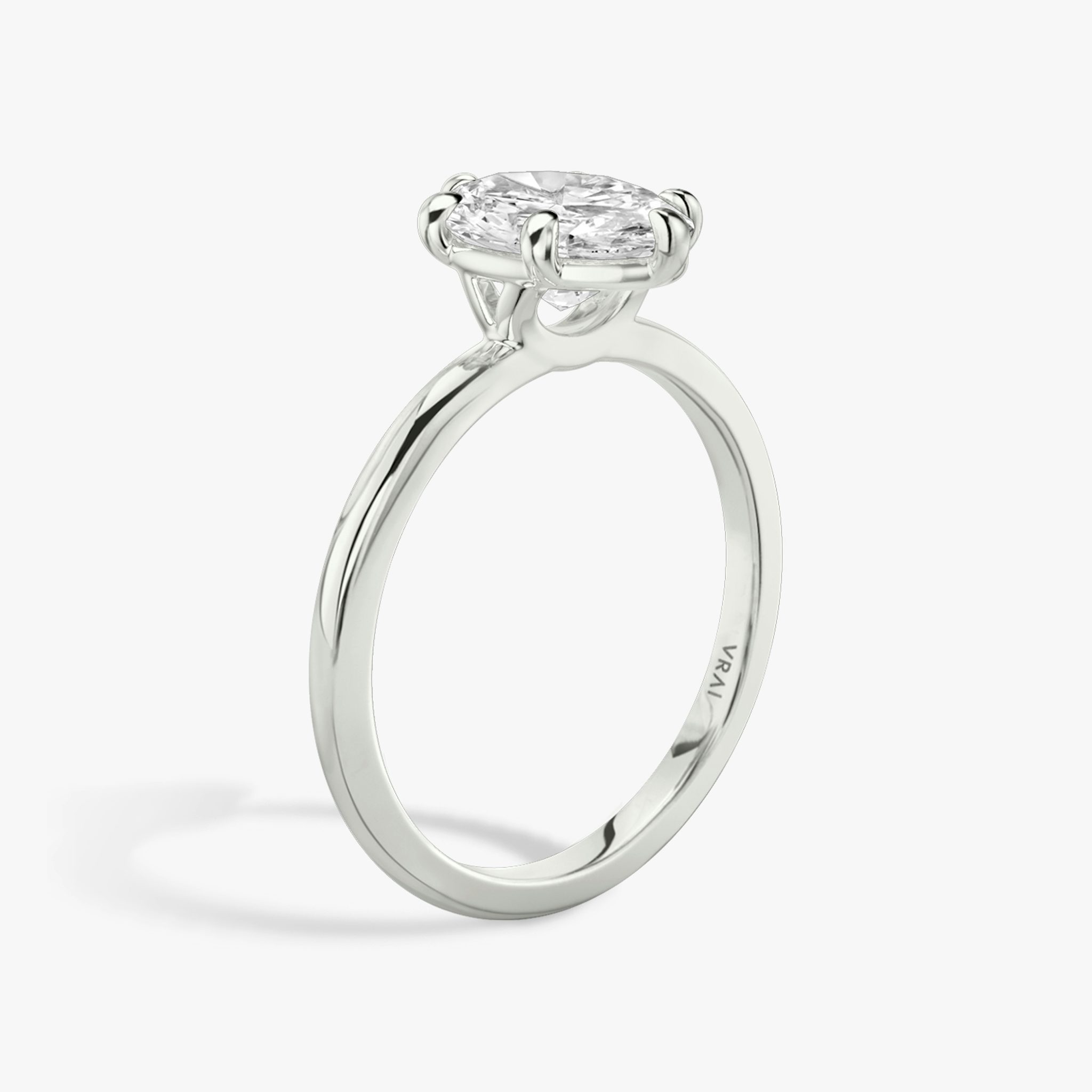 The Signature 6 Prong | Oval | 18k | White Gold | bandAccent: Plain | bandWidth: standard | hiddenHalo: no | diamondOrientation: vertical | caratWeight: other