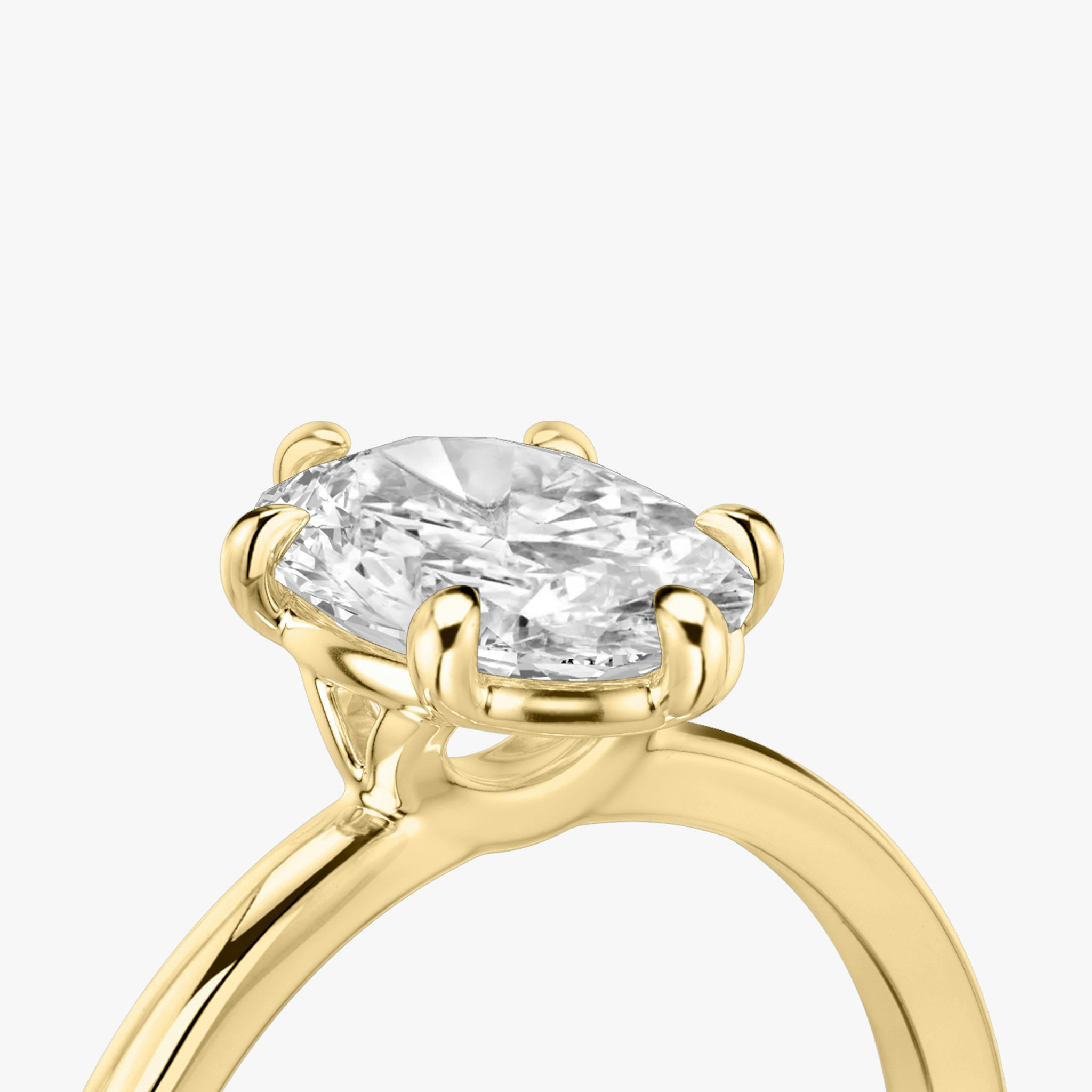 The Signature 6 Prong | Oval | 18k | Yellow Gold | bandAccent: Plain | bandWidth: standard | hiddenHalo: no | diamondOrientation: vertical | caratWeight: other