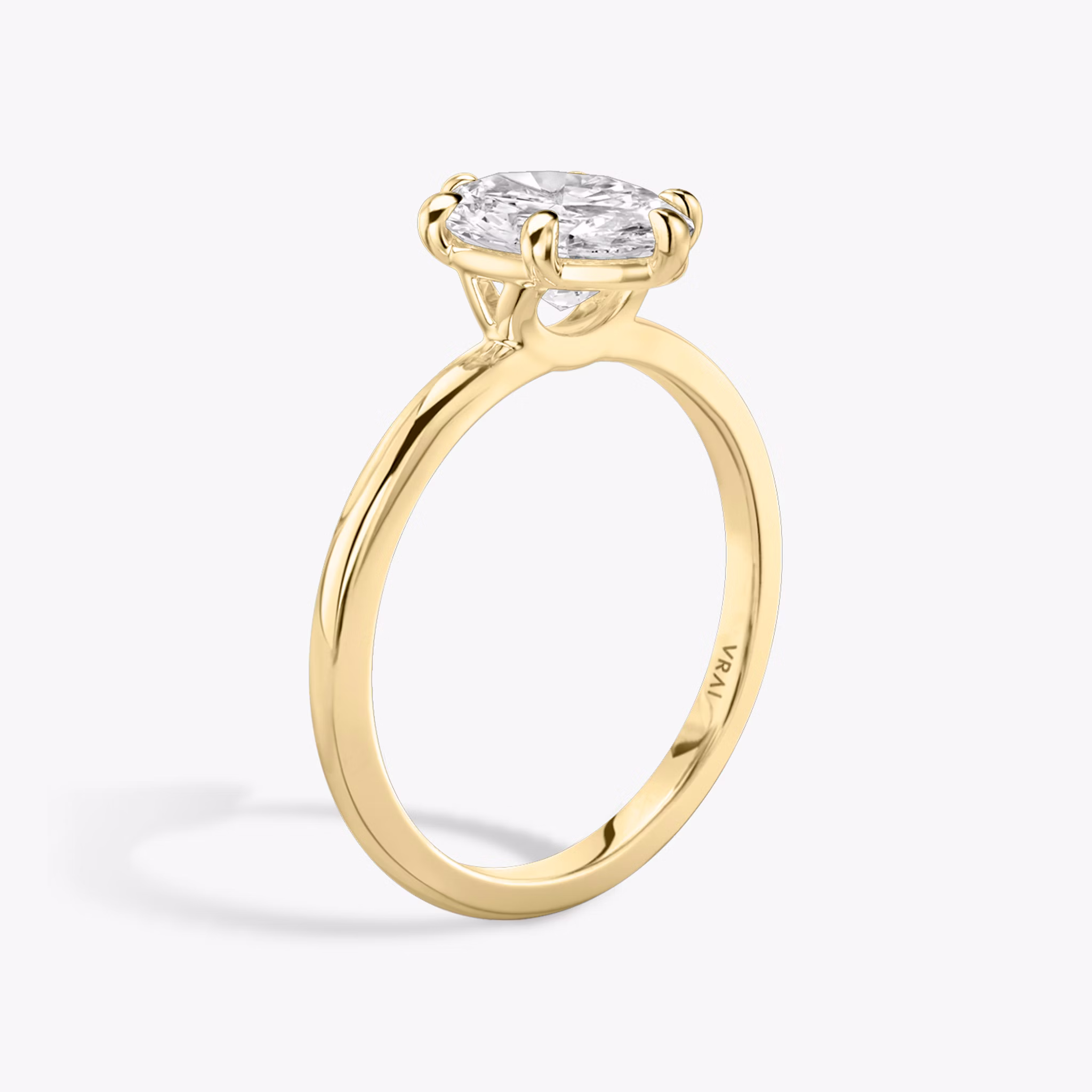 The Signature 6 Prong | Oval | 18k | Yellow Gold | bandAccent: Plain | bandWidth: standard | hiddenHalo: no | diamondOrientation: vertical | caratWeight: other