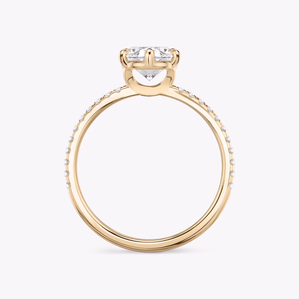 The Signature 6 Prong | Oval | 14k | Rose Gold | bandAccent: Pavé | bandWidth: standard | hiddenHalo: no | diamondOrientation: vertical | caratWeight: other