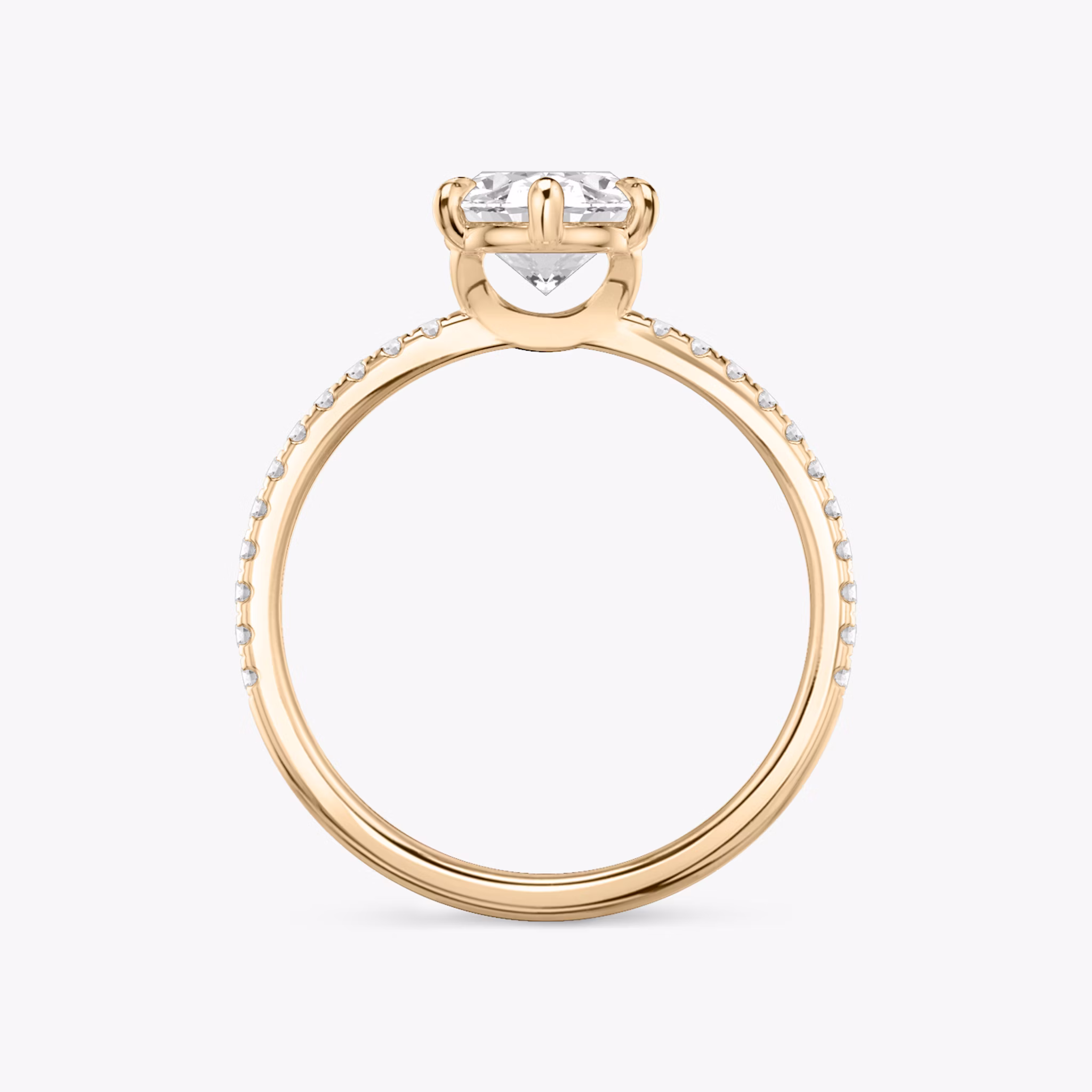 The Signature 6 Prong | Oval | 14k | Rose Gold | bandAccent: Pavé | bandWidth: standard | hiddenHalo: no | diamondOrientation: vertical | caratWeight: other