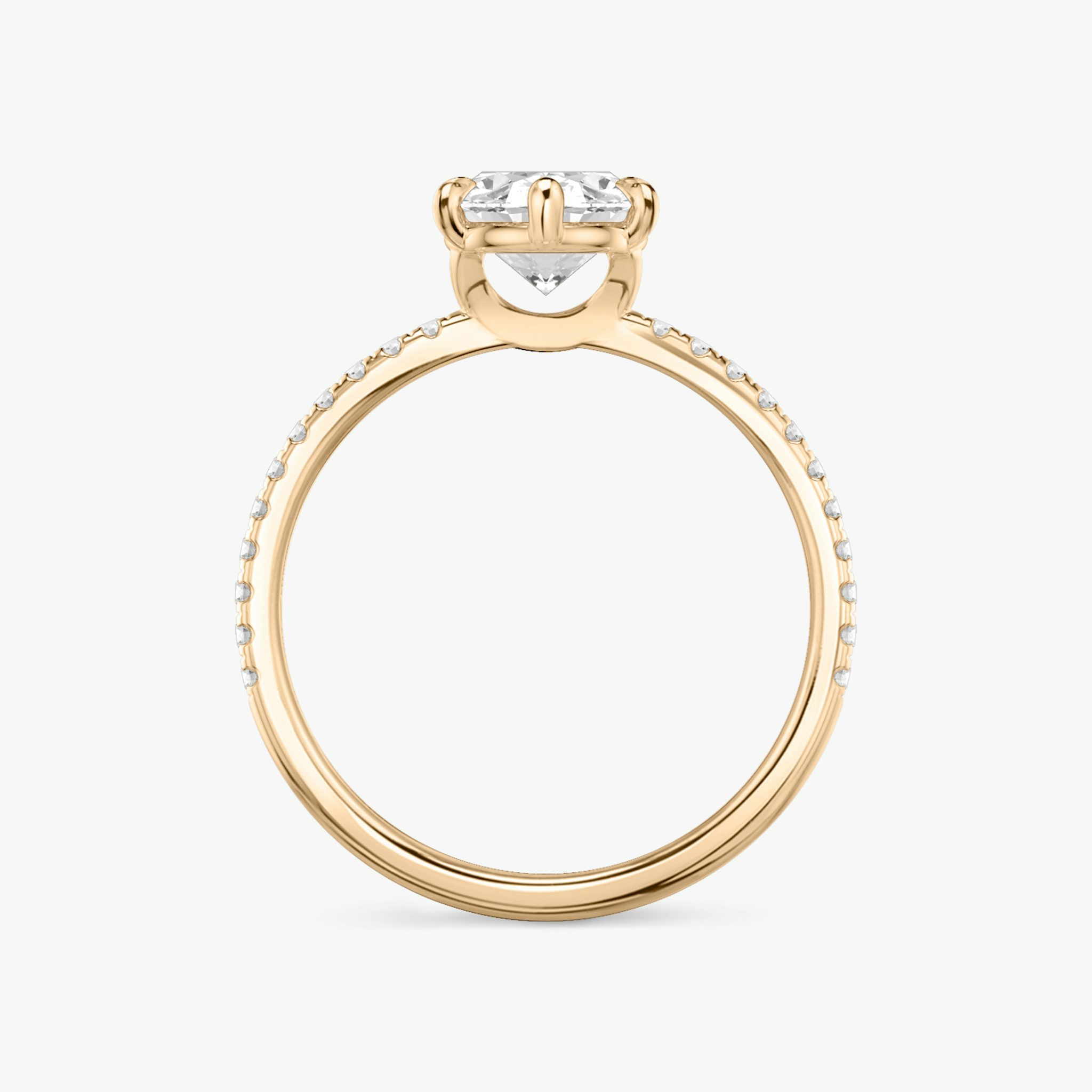 The Signature 6 Prong | Oval | 14k | Rose Gold | bandAccent: Pavé | bandWidth: standard | hiddenHalo: no | diamondOrientation: vertical | caratWeight: other
