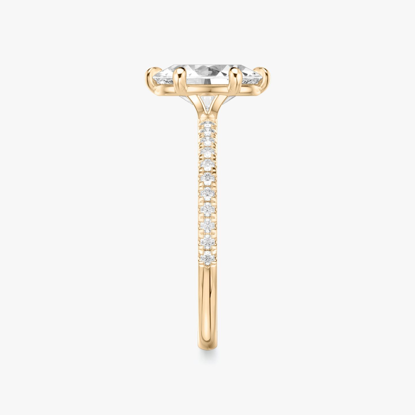Signature 6 Prong | Oval | 14k | Roségold | bandAccent: Mit Pavé-Besatz | bandWidth: standard | hiddenHalo: no | diamondOrientation: vertical | caratWeight: other