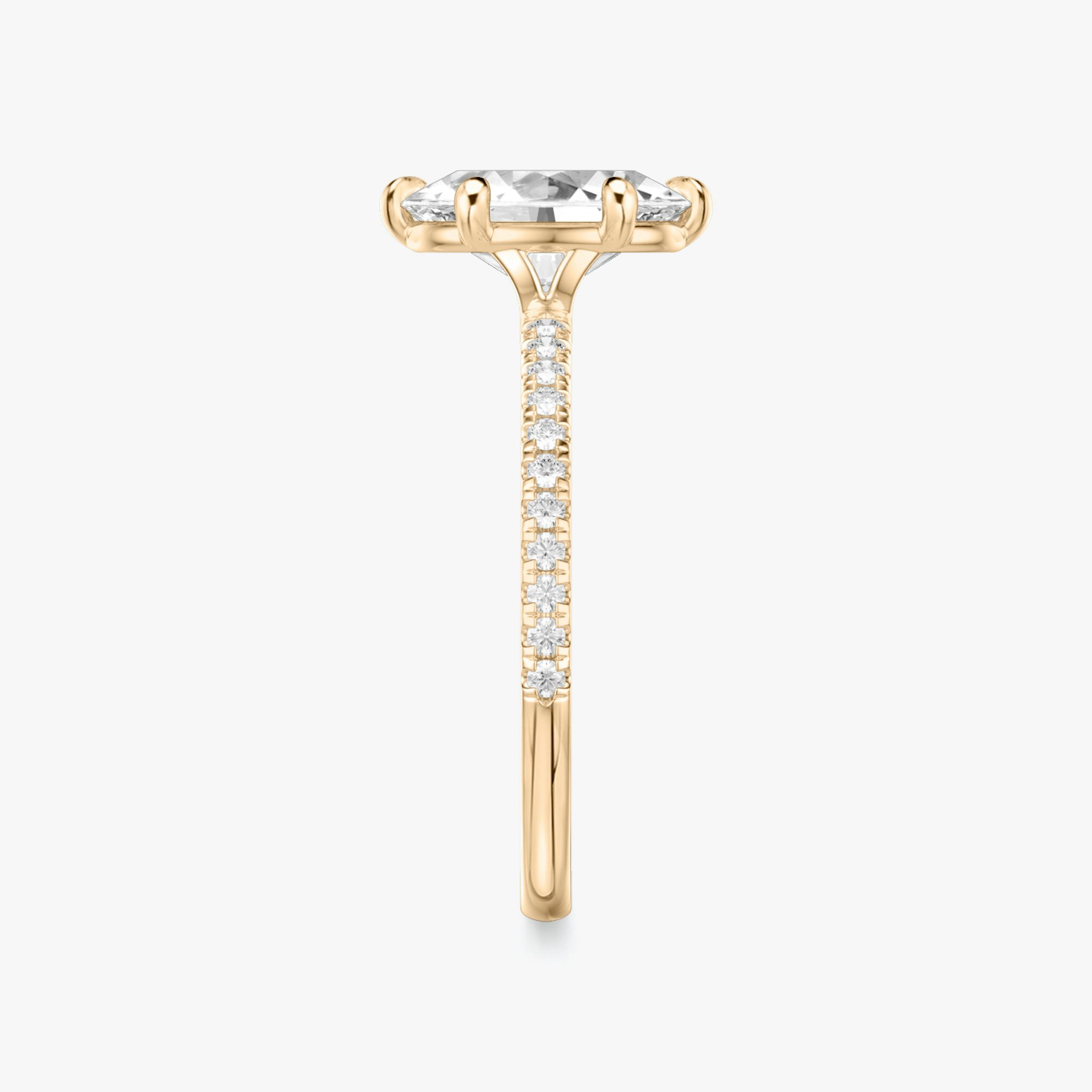 The Signature 6 Prong | Oval | 14k | Rose Gold | bandAccent: Pavé | bandWidth: standard | hiddenHalo: no | diamondOrientation: vertical | caratWeight: other