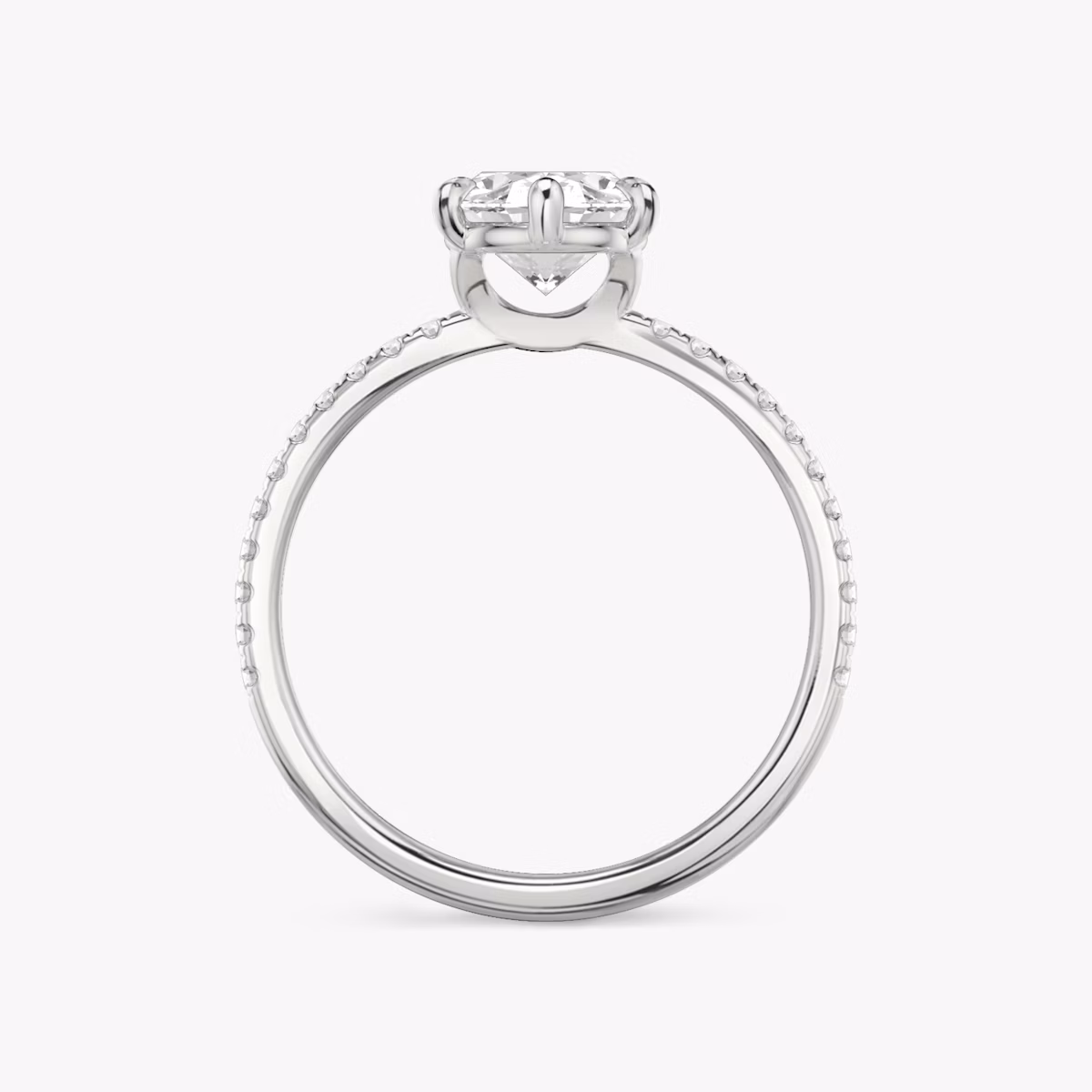 The Signature 6 Prong | Oval | Platinum | bandAccent: Pavé | bandWidth: standard | hiddenHalo: no | diamondOrientation: vertical | caratWeight: other